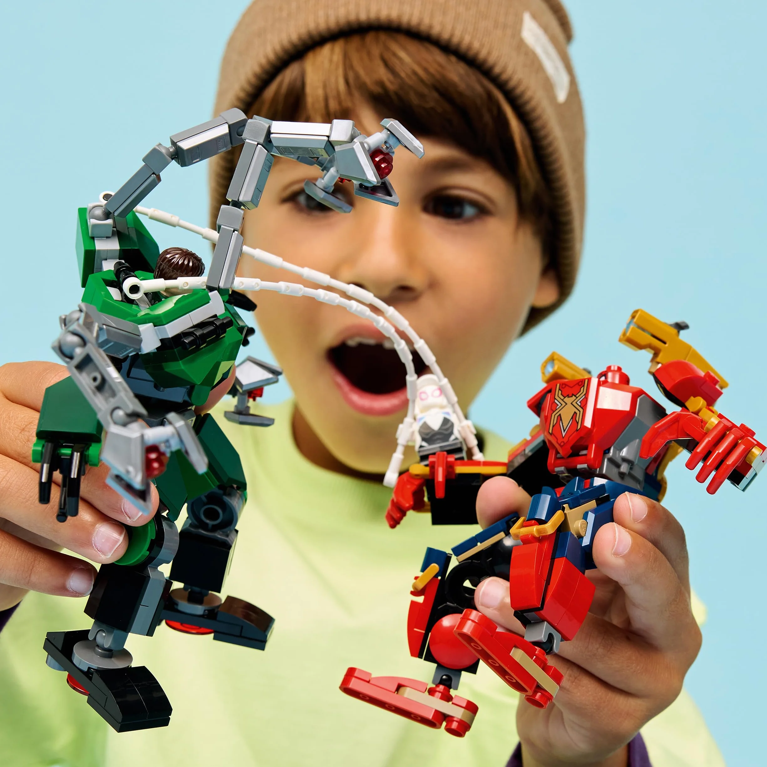 LEGO Marvel Le Combat des Robots Spider-Man contre Docteur Octopus Jouet Super-Héros 2 Figurines Action 3 Minifigurines 76338