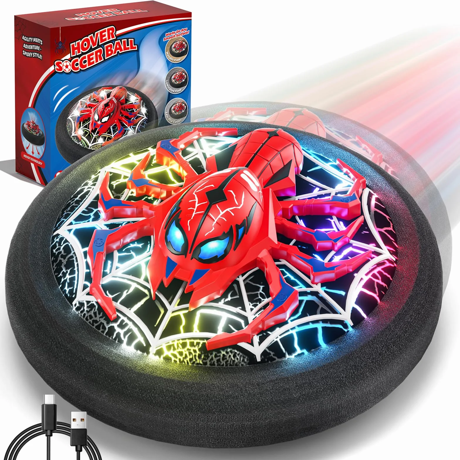 Spider Ballon de Football Flottant LED Rechargeable avec Propulsion Aérienne pour Enfants 3-8 Ans
