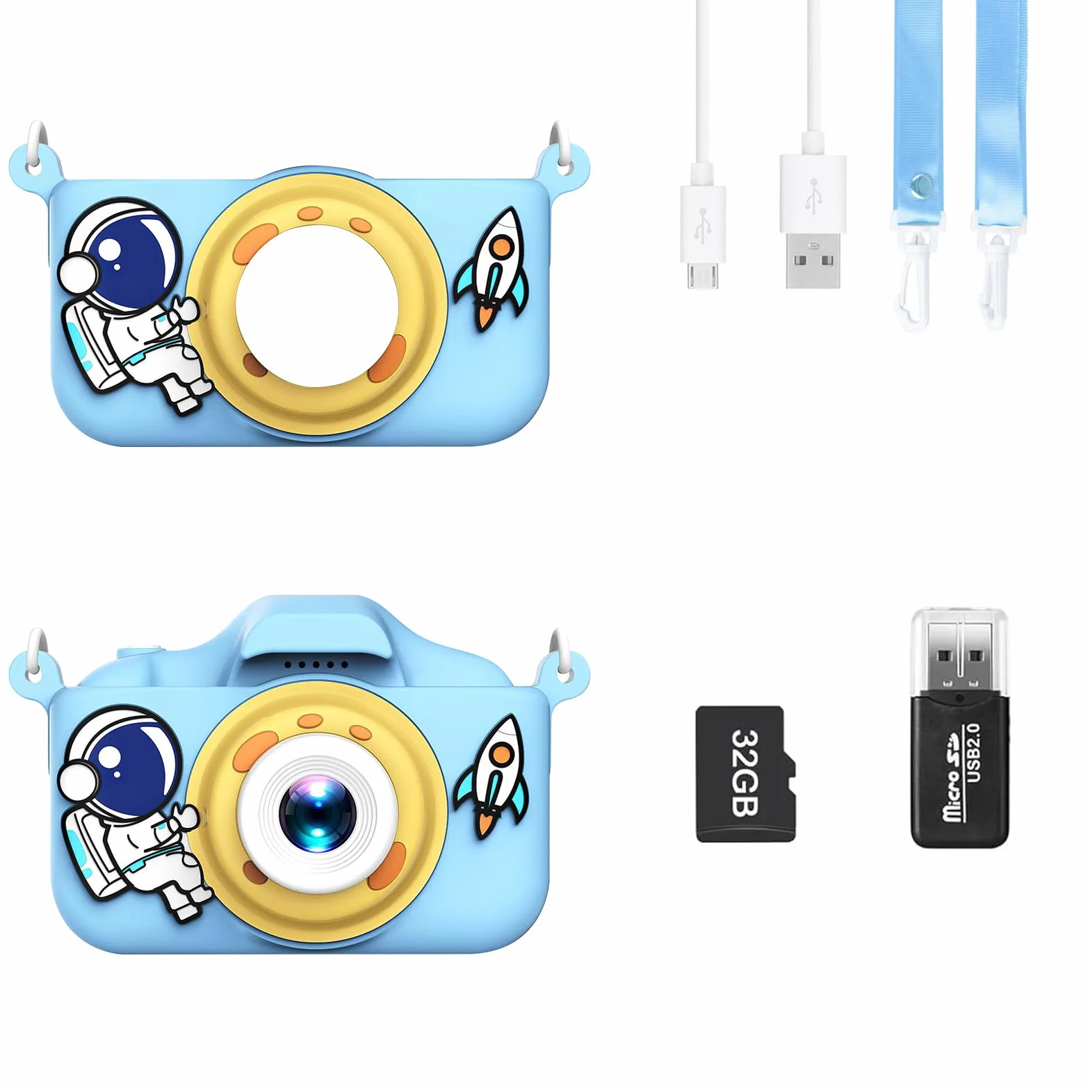 Caméra Numérique Enfant 1080P 20MP avec Carte SD 32Go Étui Antichoc Zoom 8X Écran IPS 2"