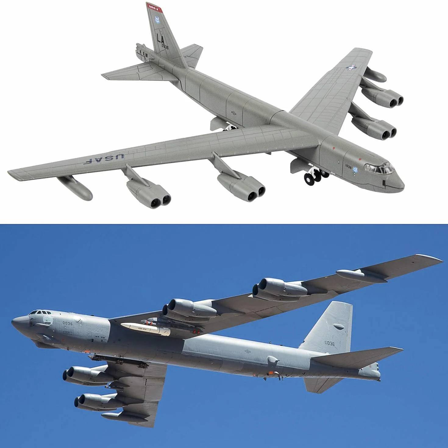 Modèle d'avion militaire B-52 1:144 en métal moulé sous pression