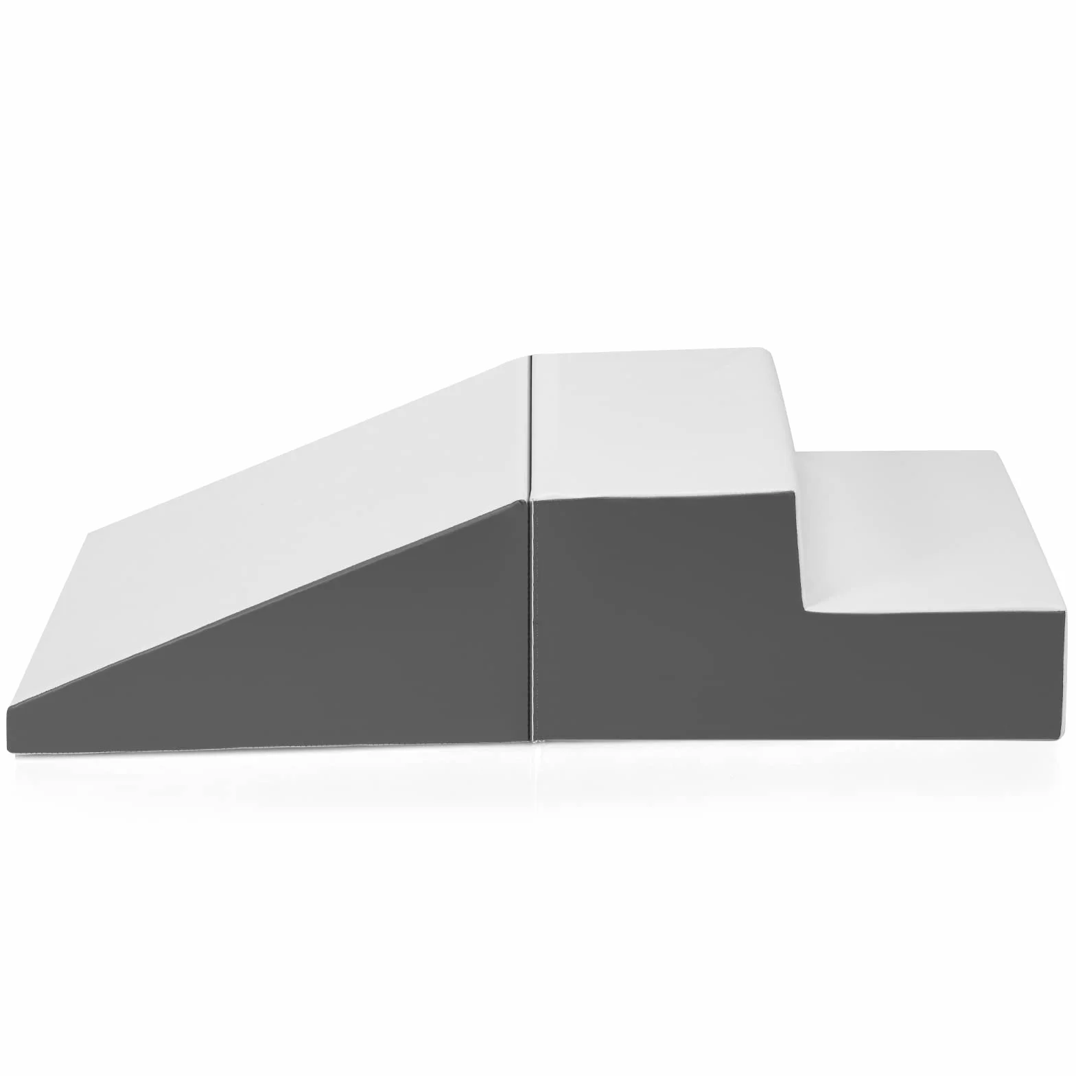 DREAMADE Modules de Motricité pour Enfant, Blocs de Construction en Mousse avec Escalier et Toboggan, Jouets Éducatifs 3+ Ans (Blanc, Gris)