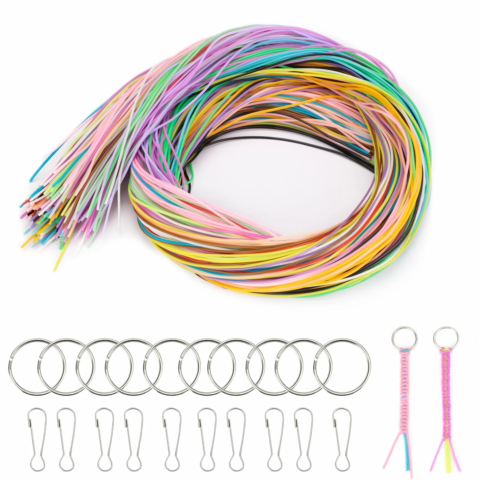 VINATO Kit de Scoubidou Fil avec 200 Pièces Fils Élastiques, 20 Couleurs pour Fabrication de Bracelets