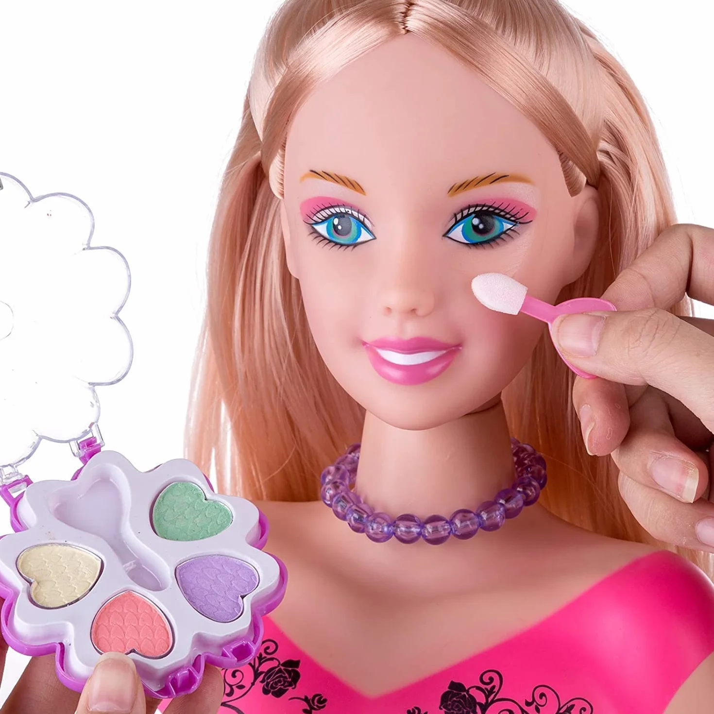 Tête à Coiffer et Maquiller Jeu de Jouets, Poupée Styling Head Hairdressing 35pcs Rose