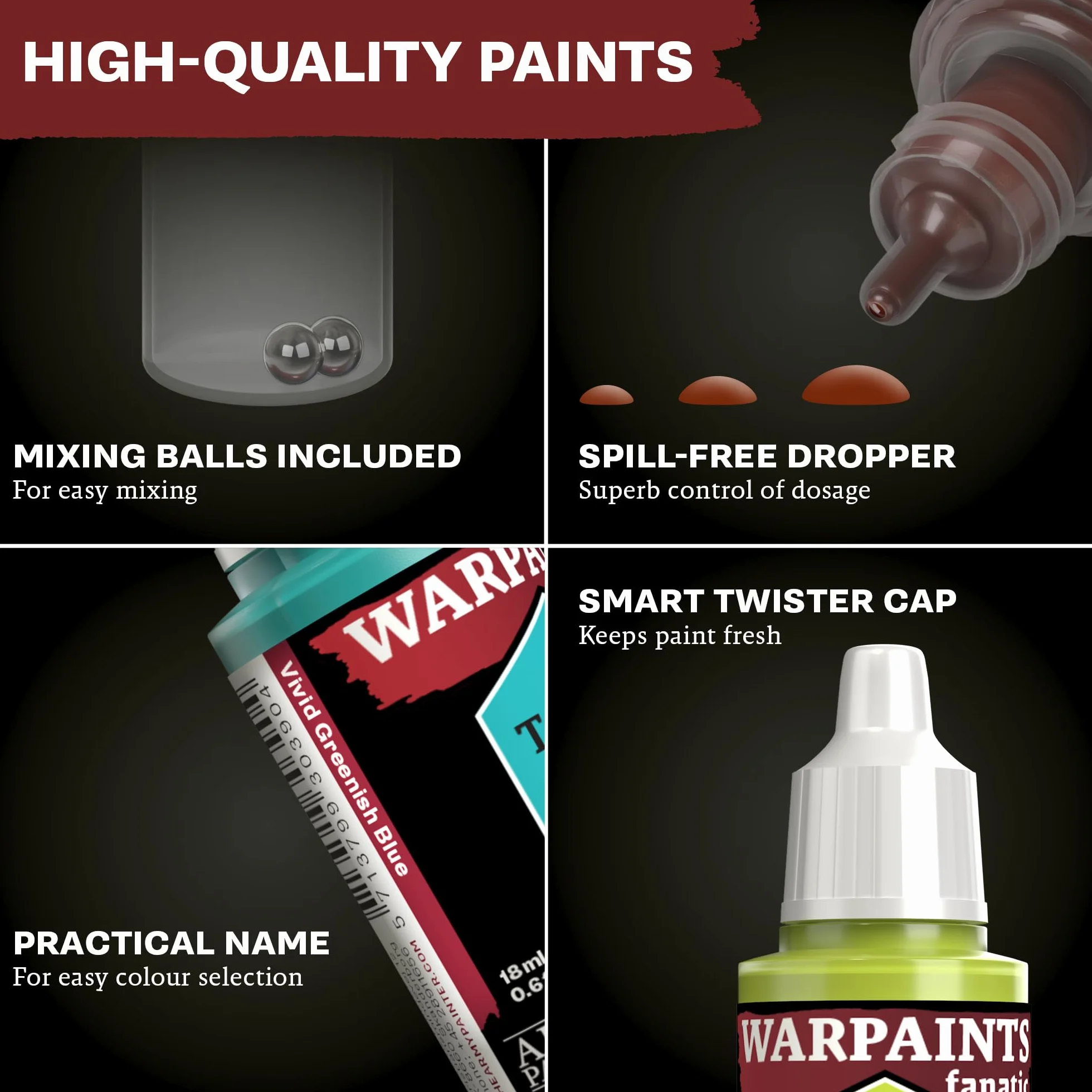 The Army Painter Warpaints Fanatic Starter Set 11x18 ml Peintures Acryliques Métalliques Lavis Apprêt Figurine Pinceau