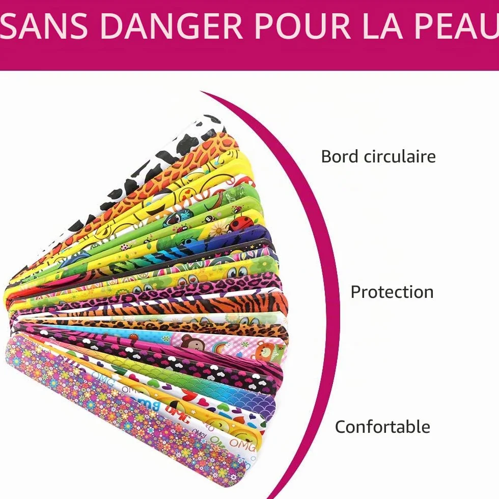 YiliYa Slap Bracelets 25 PCS Bracelets à Claquer pour Enfant Filles Garçons