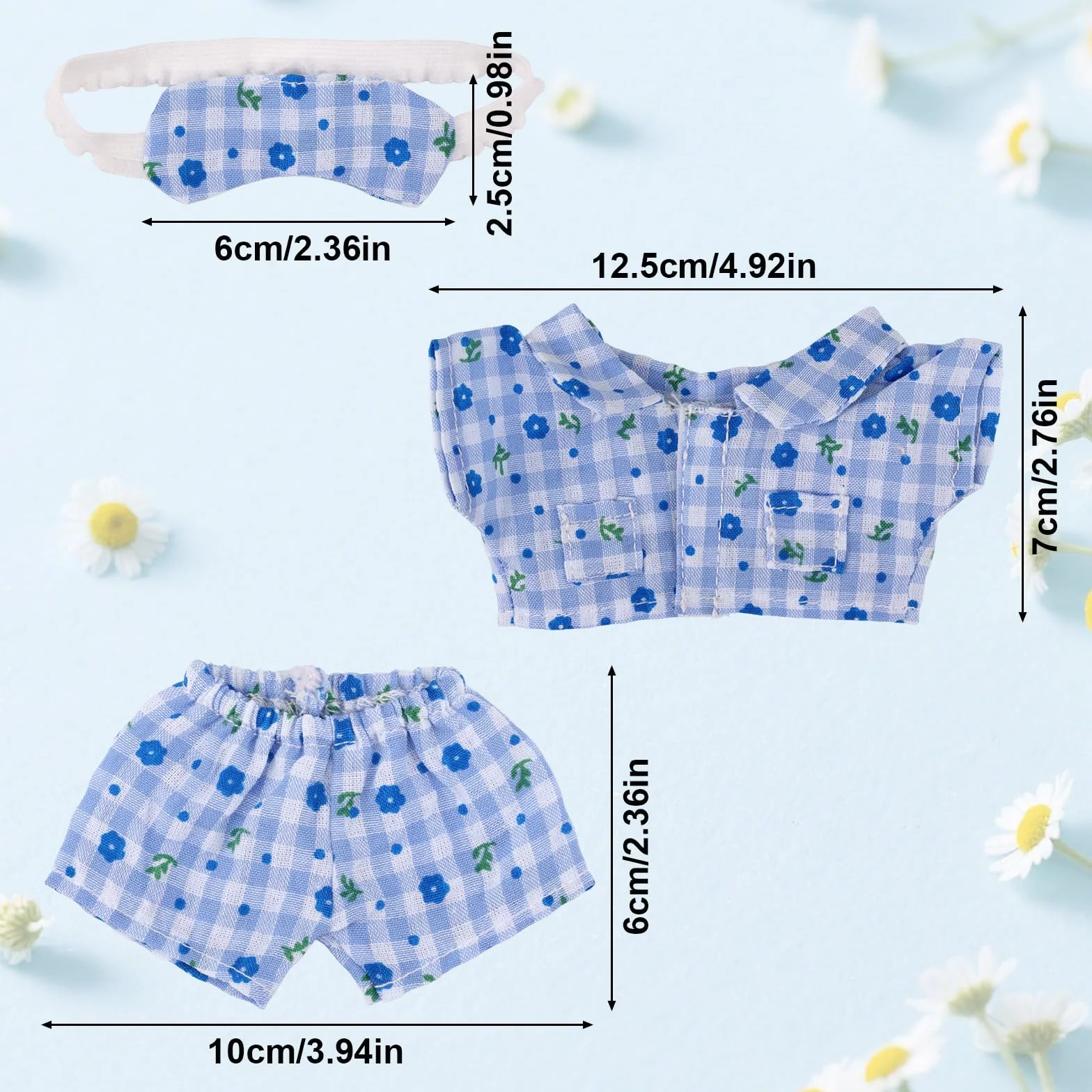 Ensemble Pyjama Bleu 3pcs pour Poupée 17cm Accessoires Vêtements Peluche