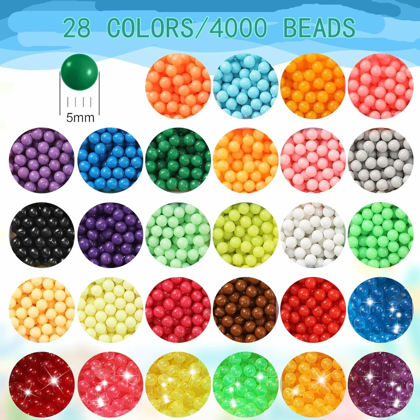 Vytung Set de Perles d'Eau Magique, 4000 Perles 28 Couleurs, Kit non Toxique pour Enfants DIY