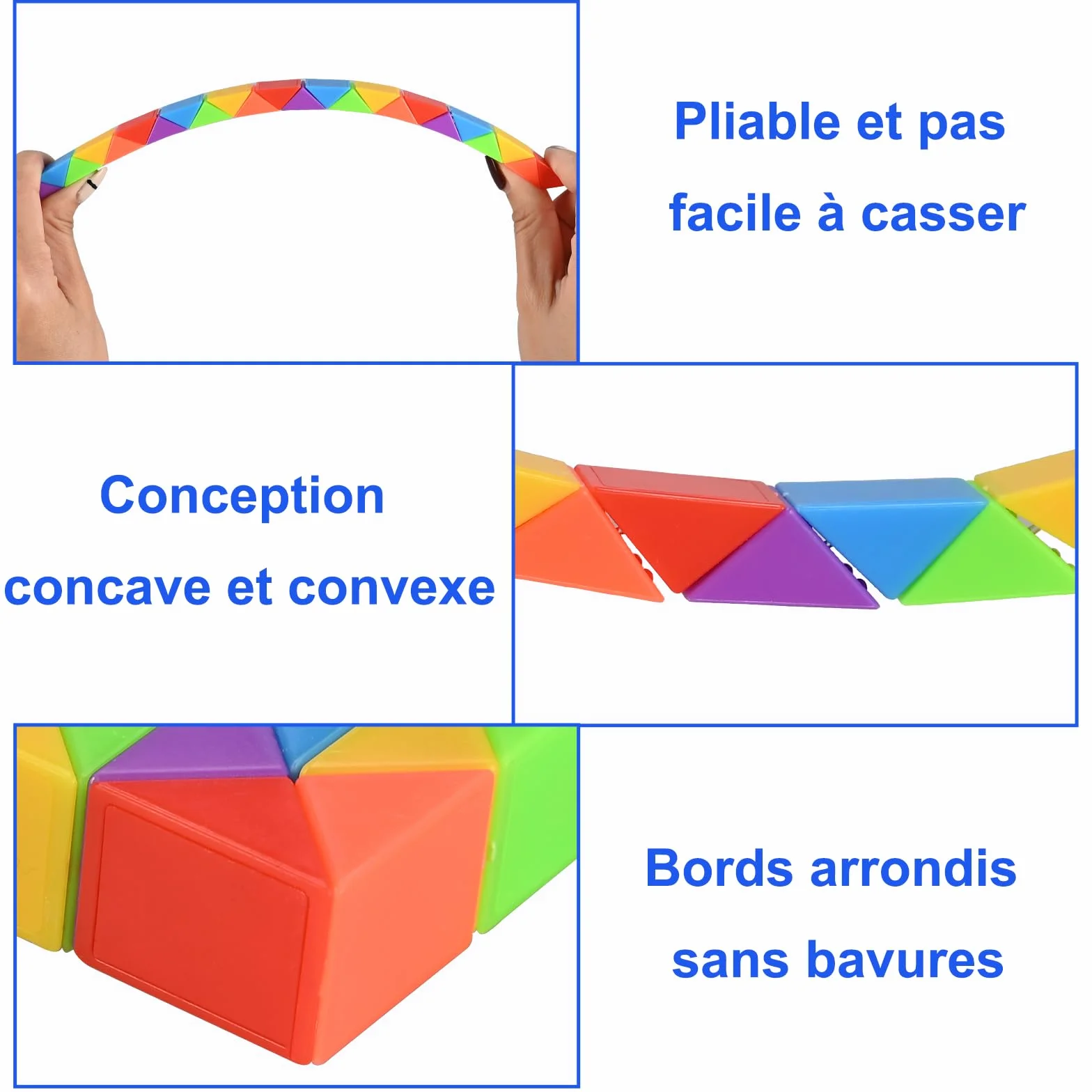 GOLDGE 15 pièces Serpent Magique Cube Puzzle Enfant Casse-Tête Jouets Arc-en-Ciel