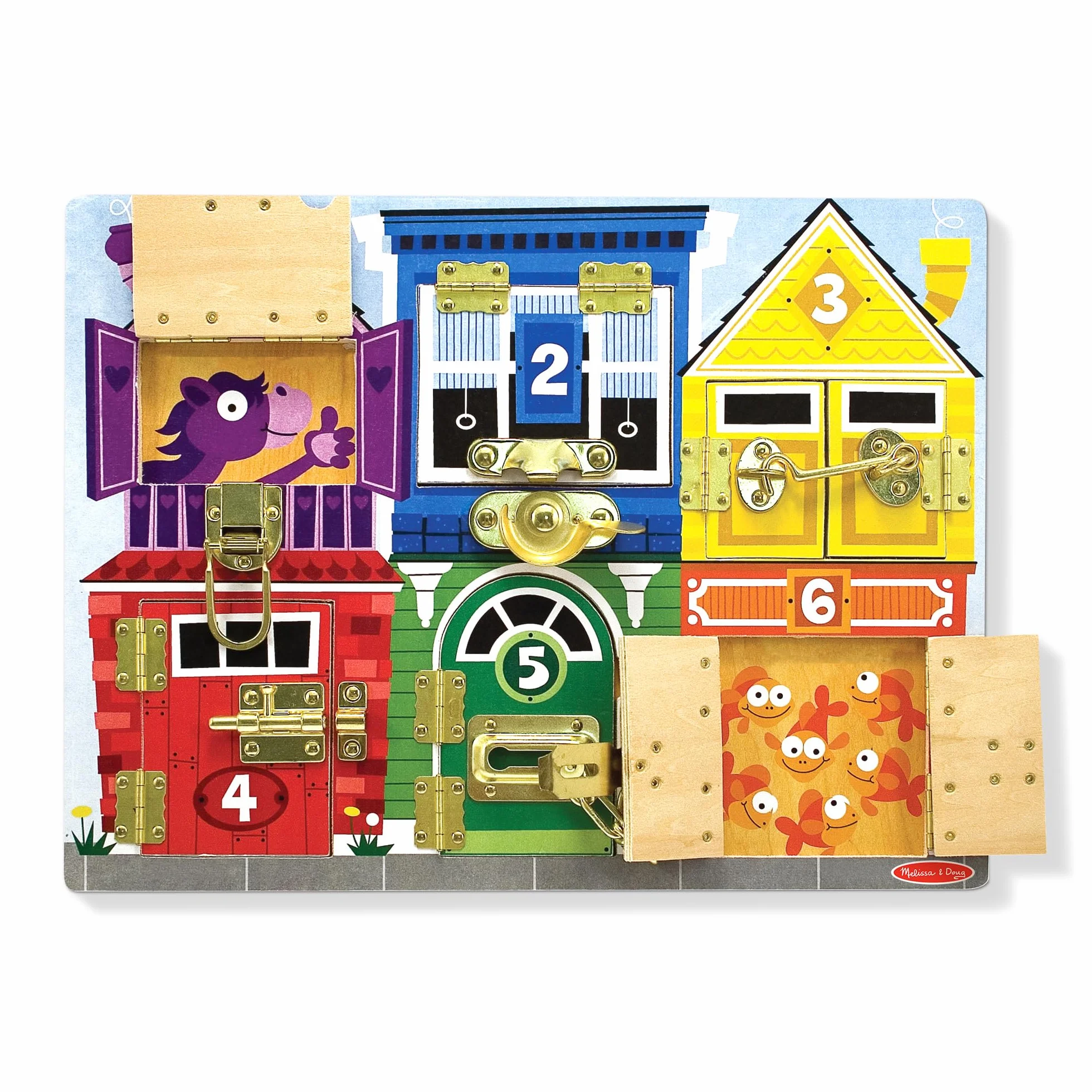 Melissa & Doug Planche Activités Montessori Loquets Jouet Sensoriel Bois Développement Apprentissage Cadeau Enfant 3 Ans+