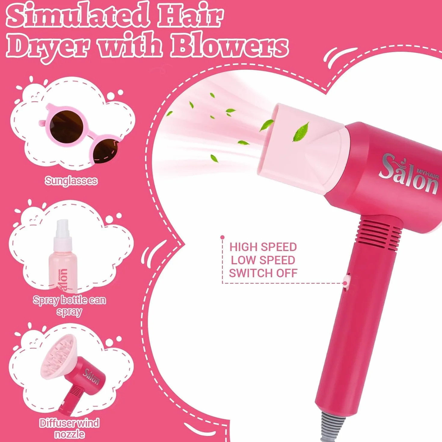 Ensemble de Salon de Beauté 41 Pièces Jouets de Coiffure pour Enfants avec Sèche-Cheveux Ciseaux Accessoires Styliste