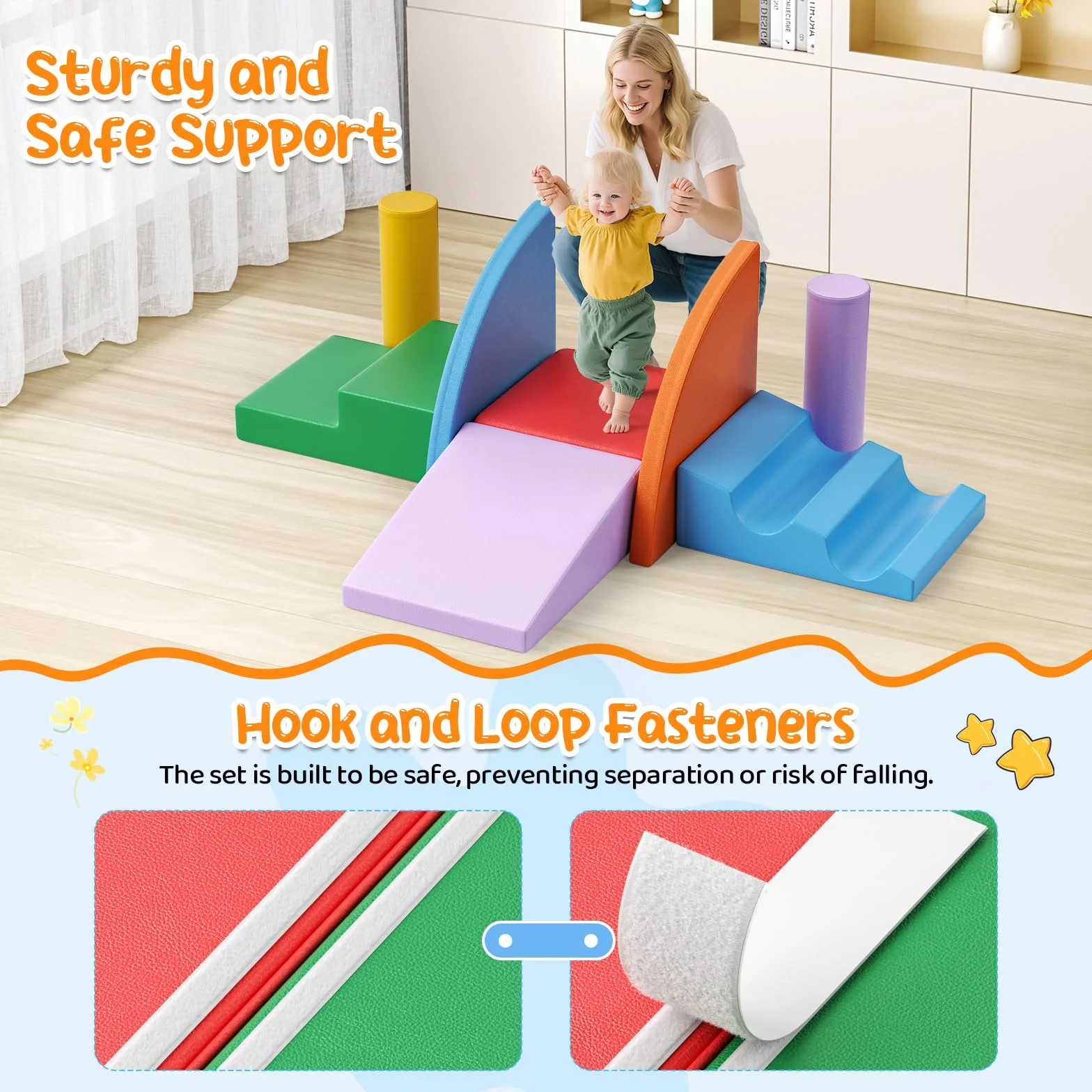 Blocs de Construction en Mousse Géants pour Bébé, Jouets Éducatifs Préscolaires pour Ramper et Grimper (Bleu Clair-5)