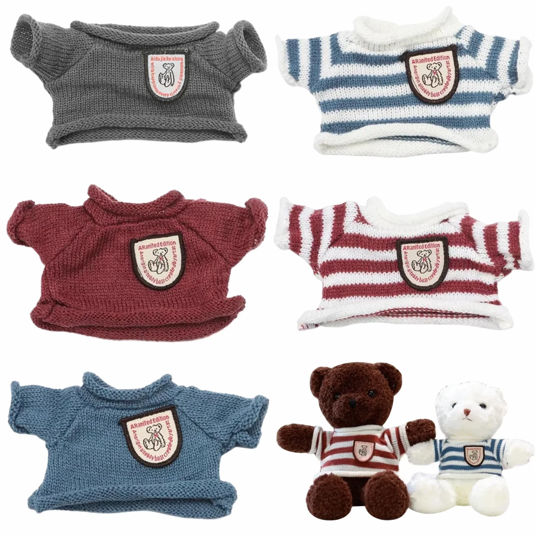 Vêtements Pull Ours en Peluche 5 pièces pour Ours 6-8 Pouces Jouet d'habillage