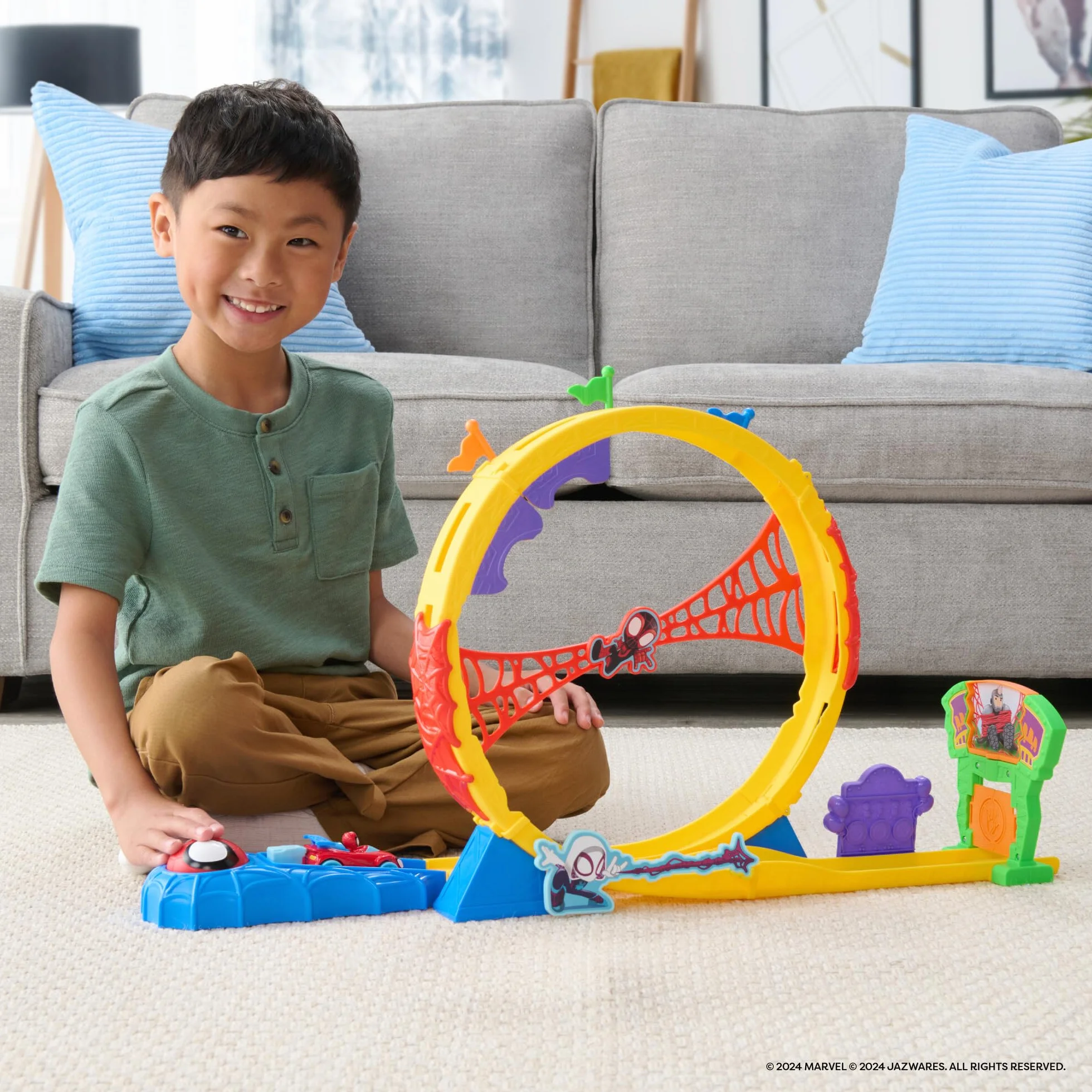 Marvel Spidey and His Amazing Friends Super Loop Track Circuit de Course 71,1 cm Lanceur Boucle 360 degrés