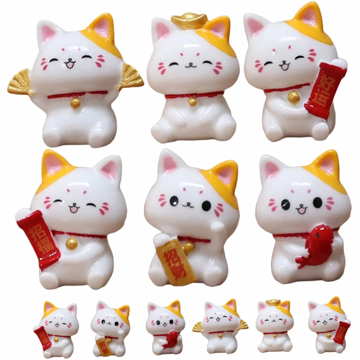 HEMOTON 36 Figurines de Chat Miniatures en Résine Maneki Neko Décor Jardin