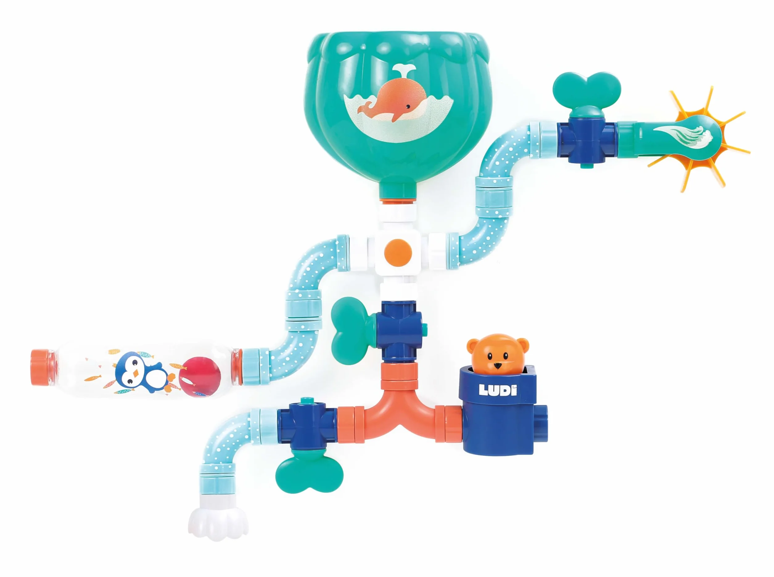Ludi Jeu De Construction Aquatique Tuyaux d'eau XXL Grand Circuit 16 Pièces Interchangeables Dès 18 Mois