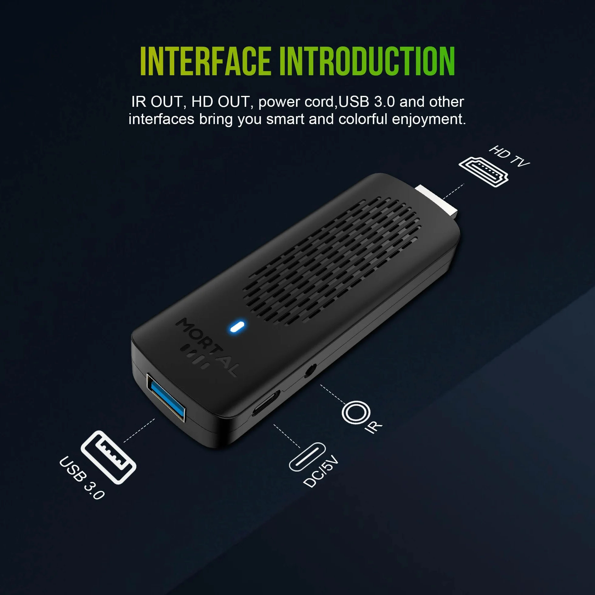 Android TV Stick 4K Streaming Media Player Android 14 2GB RAM 16GB ROM WiFi 6 Bluetooth 5.4 USB 3.0 HDMI 2.0
