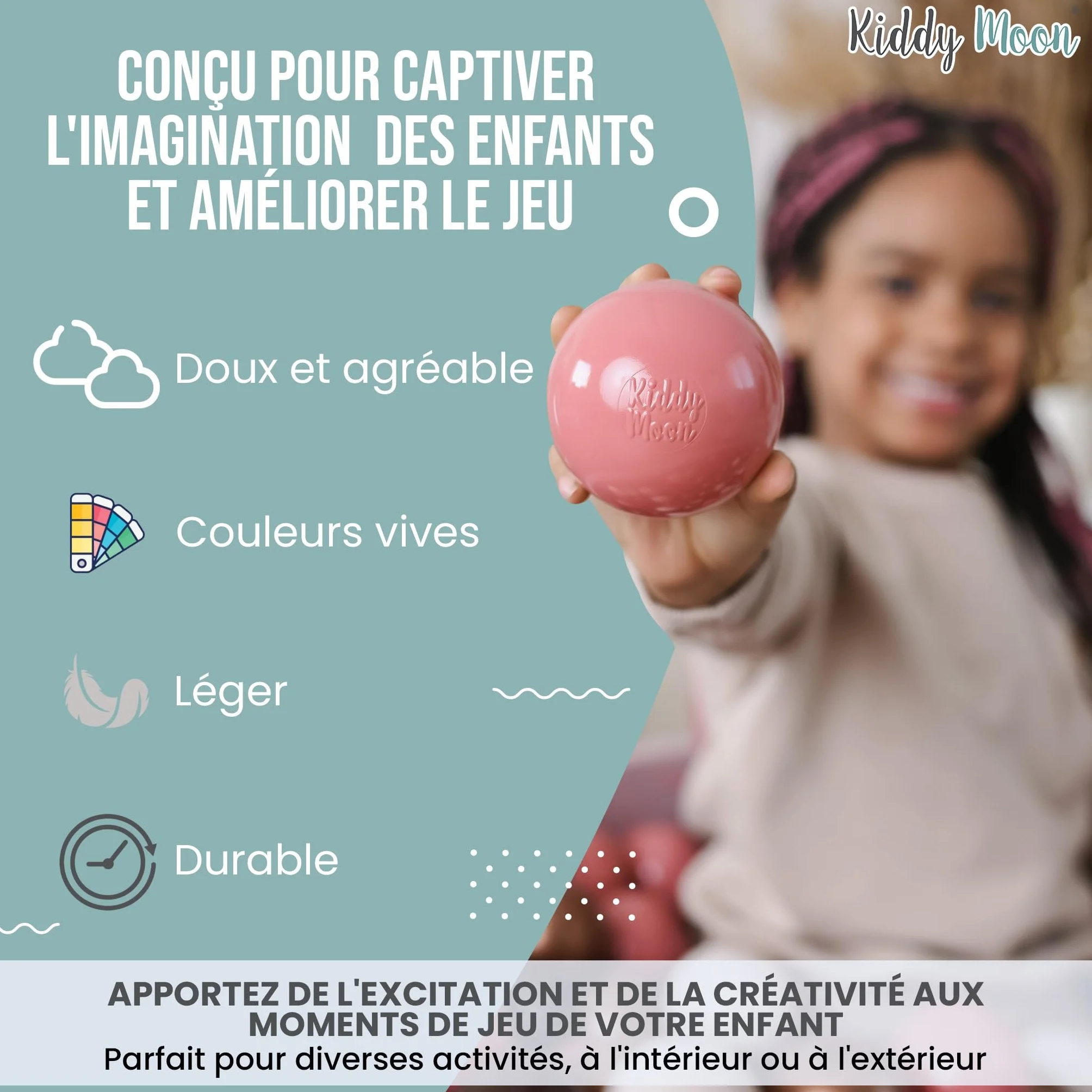 KiddyMoon 100 Balles Colorées Plastique Piscine Enfant ∅ 7Cm