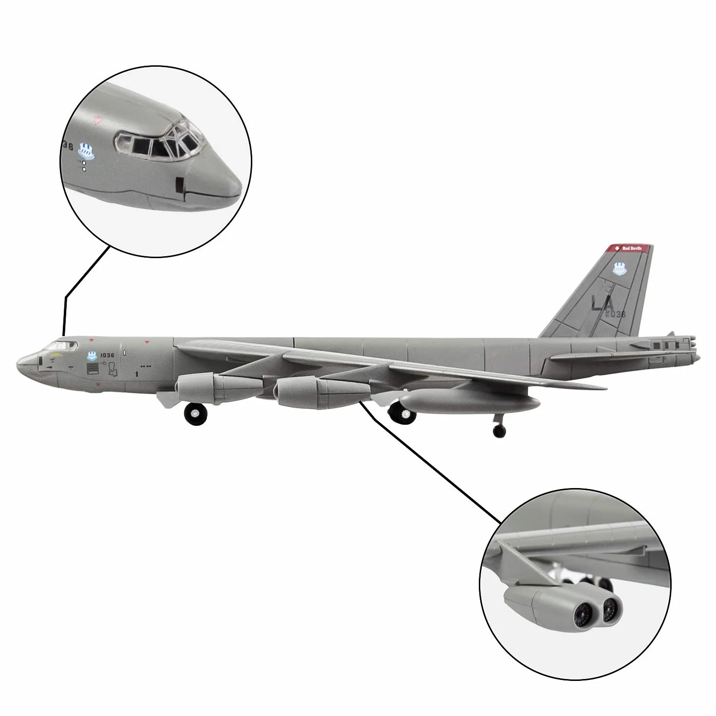 Modèle d'avion militaire B-52 1:144 en métal moulé sous pression