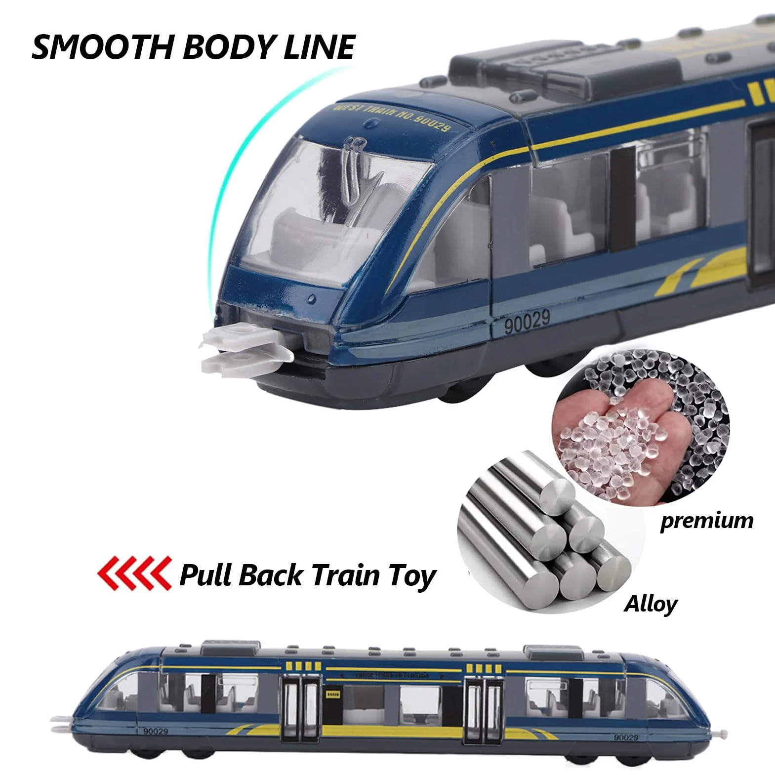 Ensemble de Train Modèle Jouet éducatif Enfants Simulation Alliage Bus Bleu