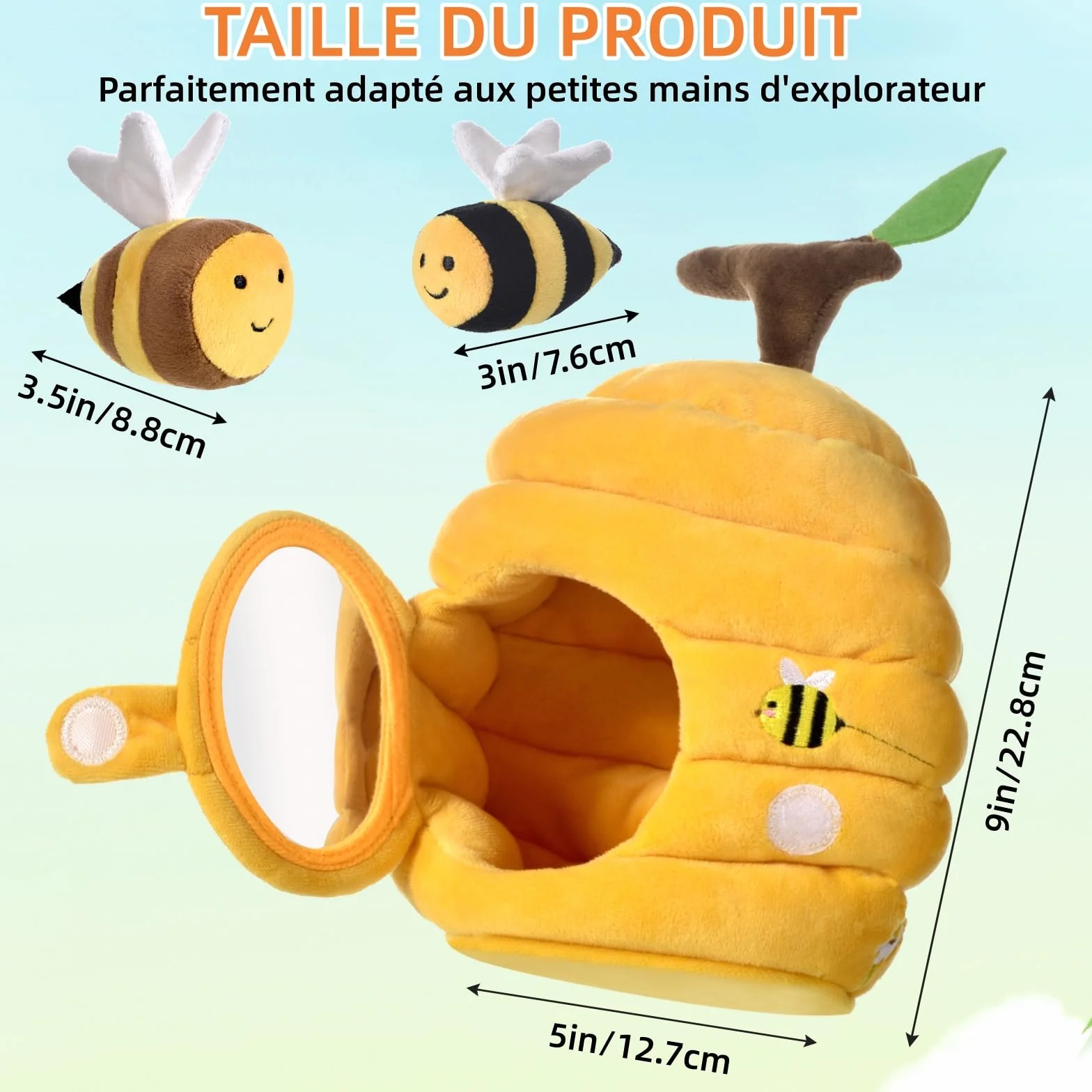 VORENUS Jouet Bebe 6 Mois, 6-en-1 Ruche en Peluche avec 5 Abeilles, Jeux Montessori