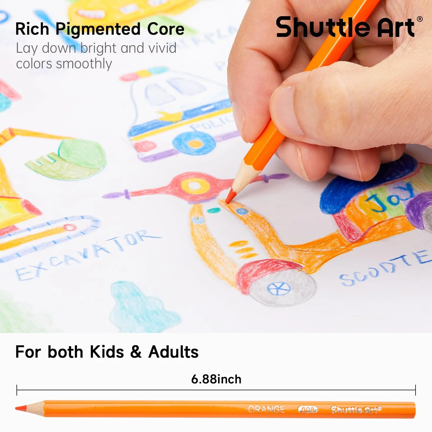 Shuttle Art 144 Crayon de Couleurs, Pack de 12, Pré-taillé, Fournitures Scolaires