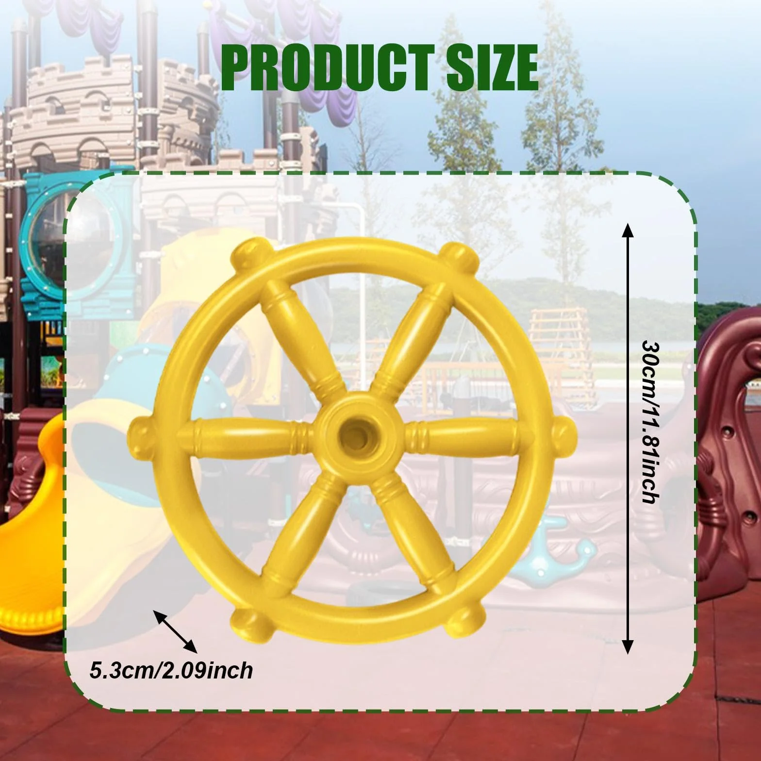 Roue de Bateau Pirate pour Enfants, Volant Gouvernail en Plastique Soufflé, Accessoire de Jeu Extérieur, Jaune