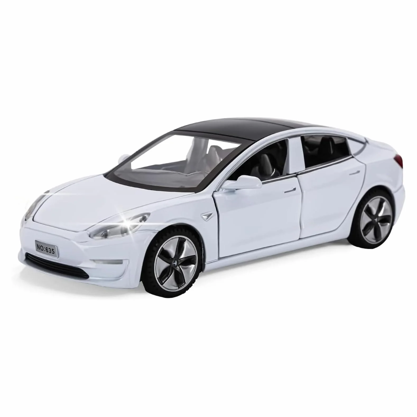 Tesla Model 3 1:32 Voiture Jouet Alliage Moulé sous Pression avec Lumière et Musique Retrait