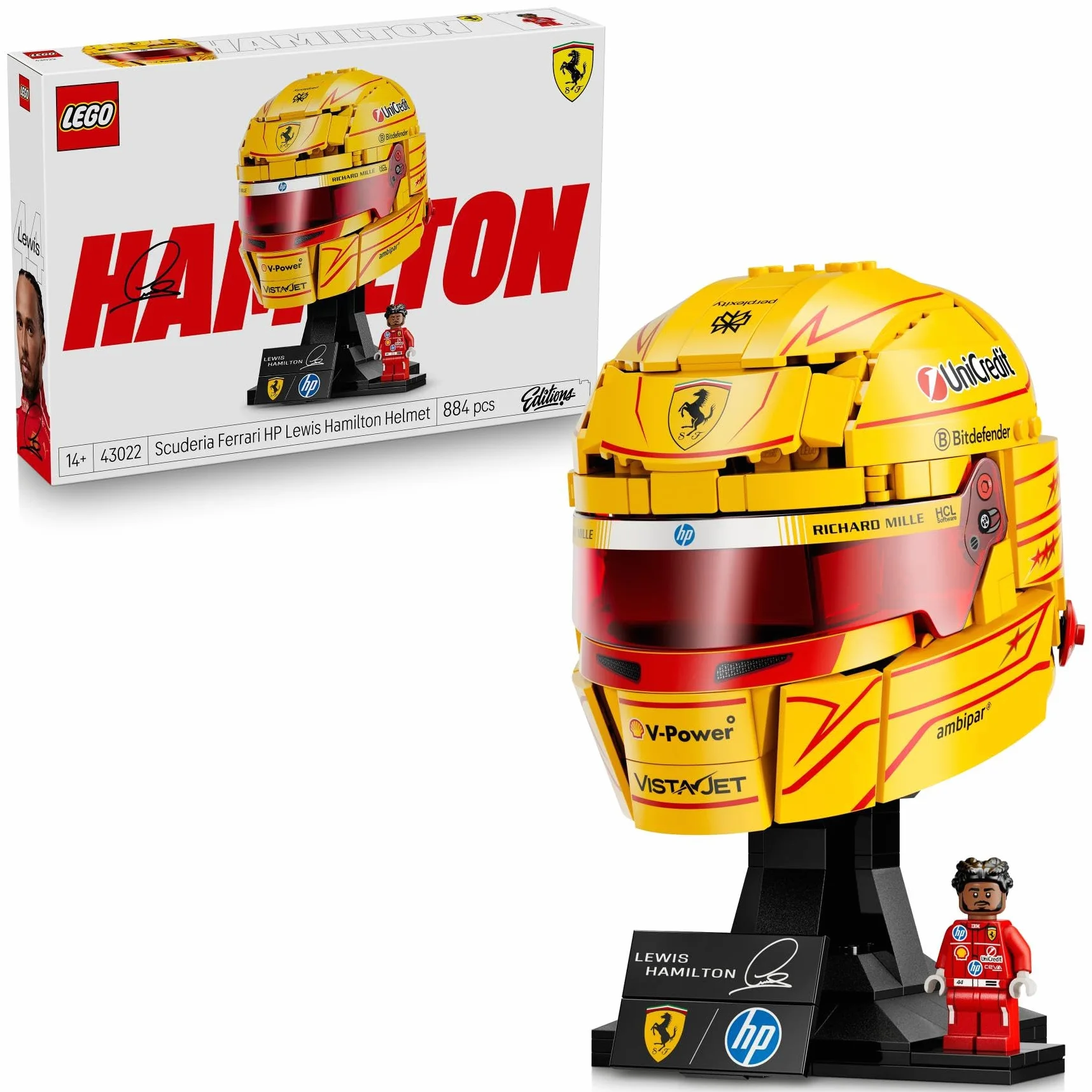 LEGO Scuderia Ferrari HP Casque Lewis Hamilton 43022 Maquette F1 Minifigurine Collector Cadeau 14 Ans Adulte