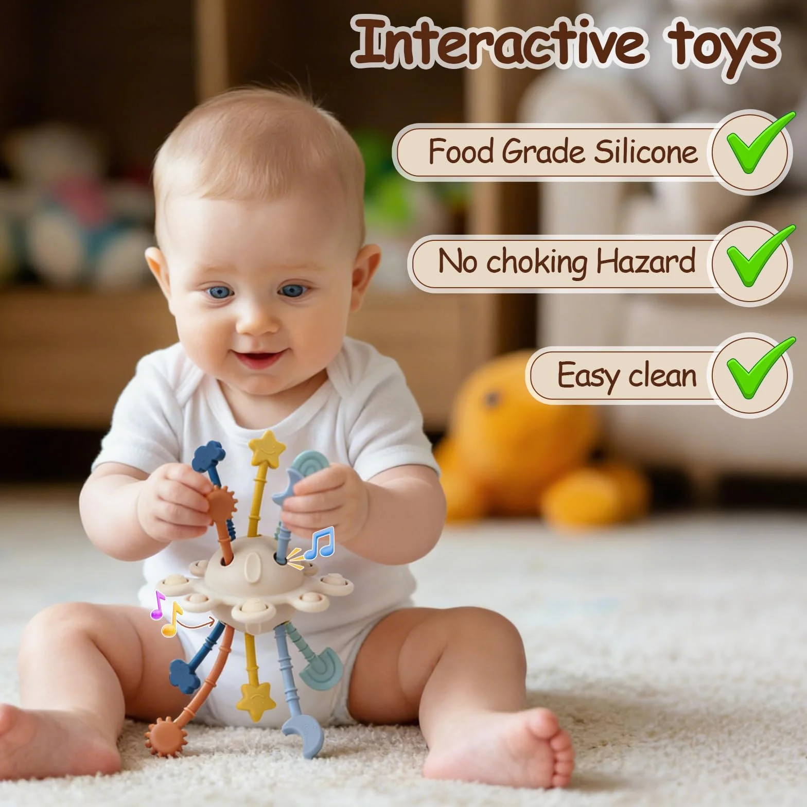 Jouets Sensoriels en Silicone Bebe Jouets D'éveil Jouet Éducatif Apaisant pour Enfants 18 Mois