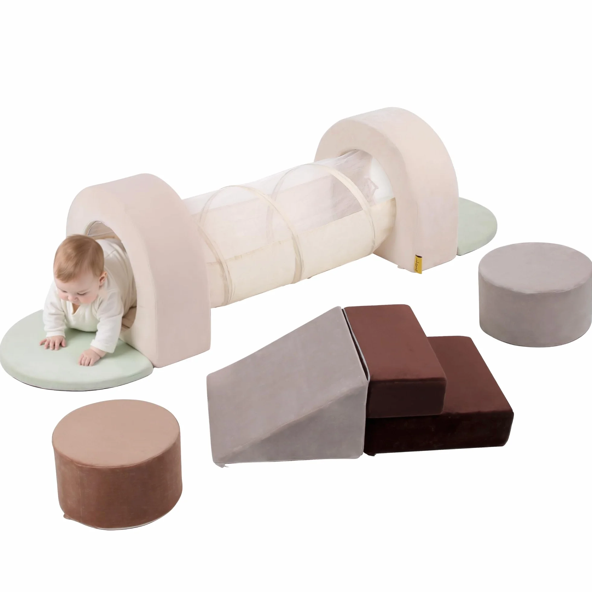 BanaSuper Parcours Motricité Bébé Blocs de Mousse Tunnel de Jeu Module Motricité Enfant Intérieur Jeu d'Éveil Sensoriel Physique Structure d'escalade