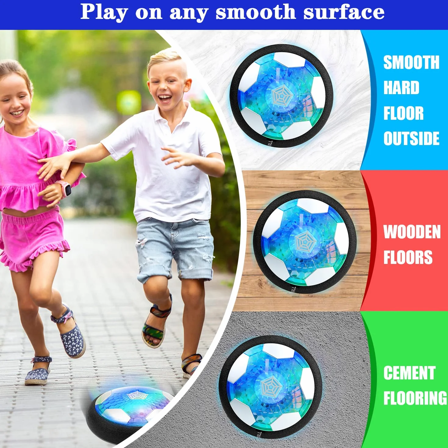 LiRiQi Air Power Football, Hover Soccer Ball Rechargeable avec LED - Cadeau Enfant 3-10 Ans