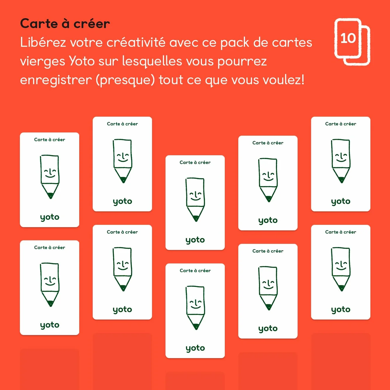YOTO Pack de 10 Cartes Vierges et Autocollants pour Conteuse Veilleuse Boîte à Histoires Enfant 3-12 Ans