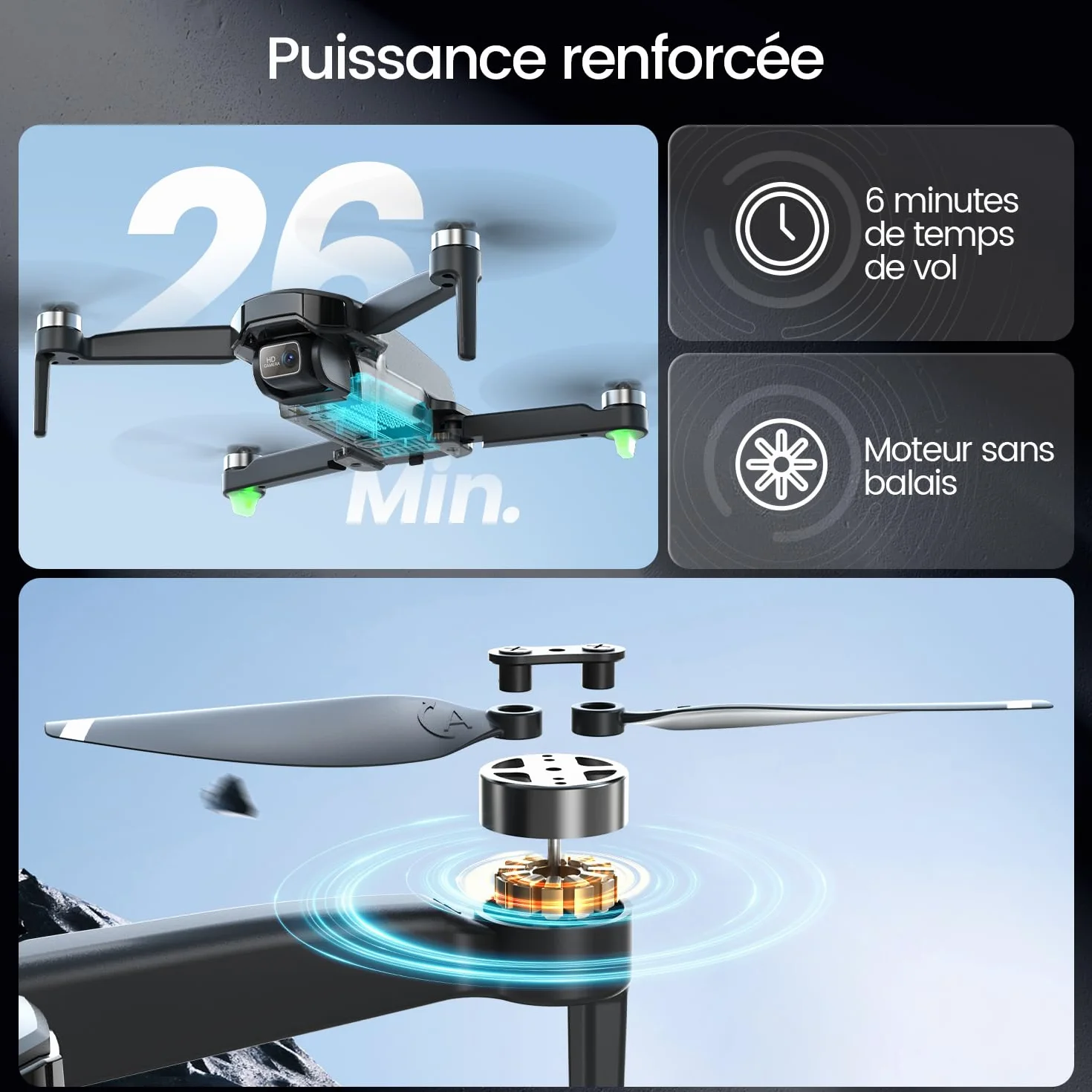 Holy Stone Drone GPS avec caméra 4K pour débutants, HS460 drone pliable avec 26 min d’autonomie, moteur sans balais, Follow Me, retour automatique, transmission FPV 5G, moins de 249 g