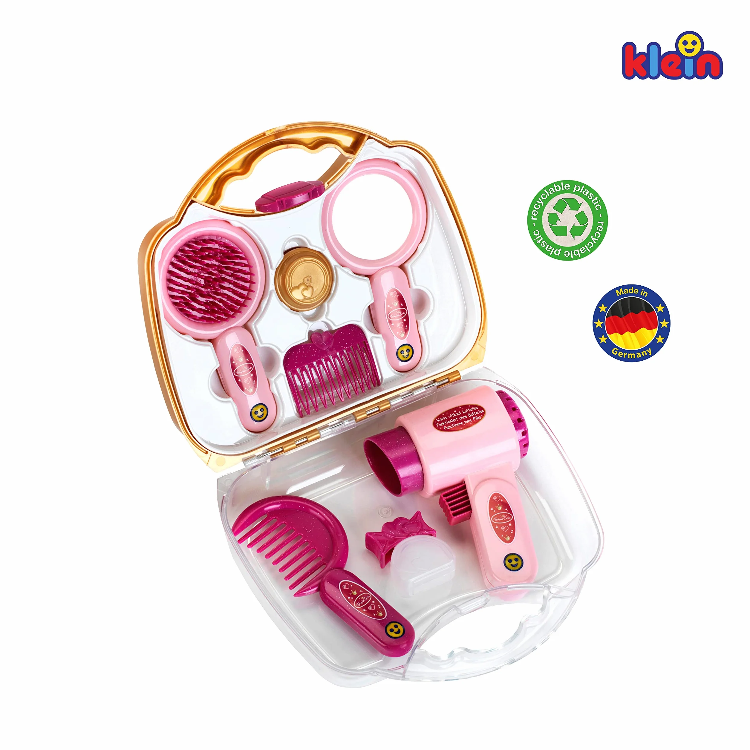 Theo Klein 5273 Mallette Coiffure Princess Coralie avec sèche-Cheveux mécanique pour Enfants dès 3 Ans