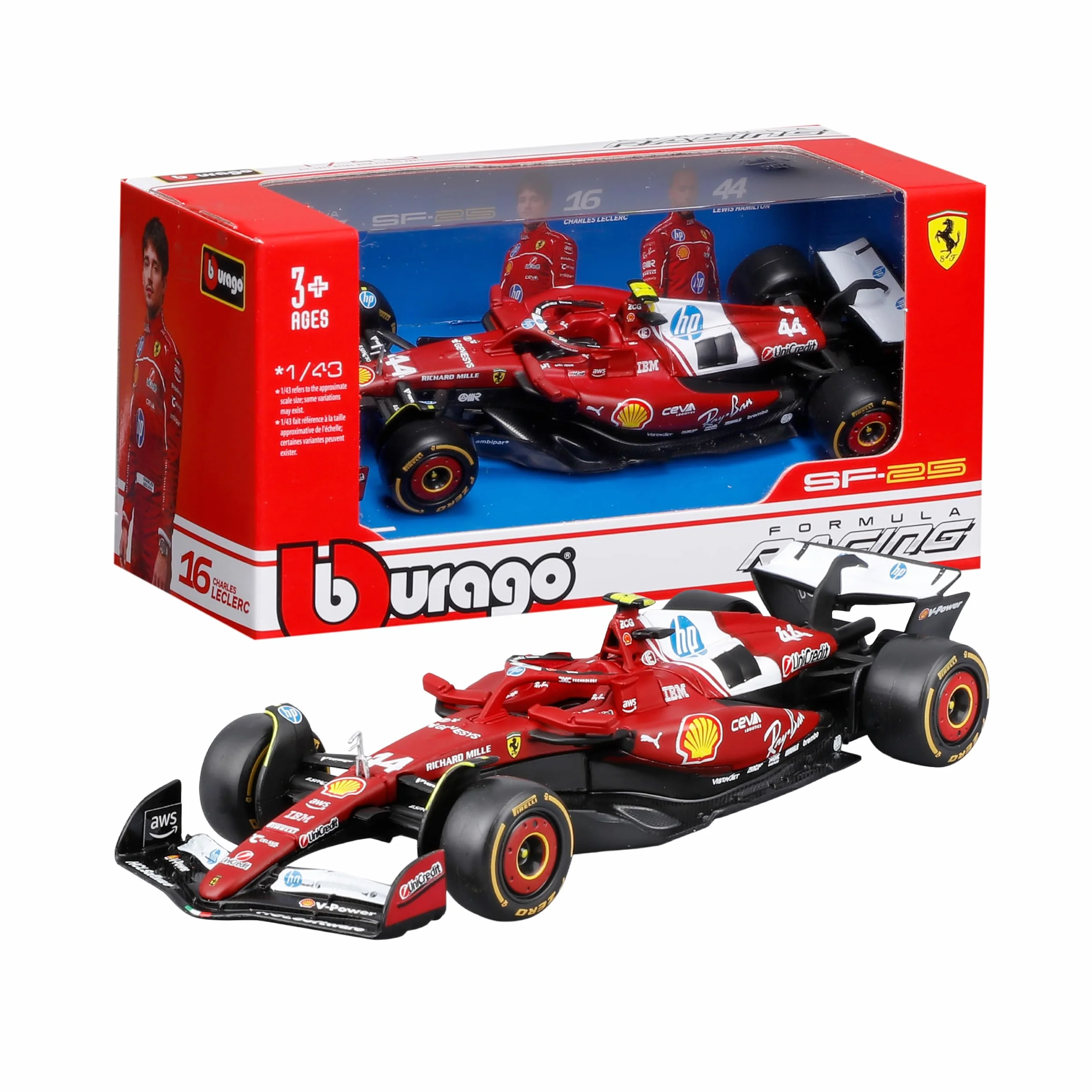 Bburago Ferrari SF-25 F1 2025 #44 Hamilton miniature Formule 1 licence officielle