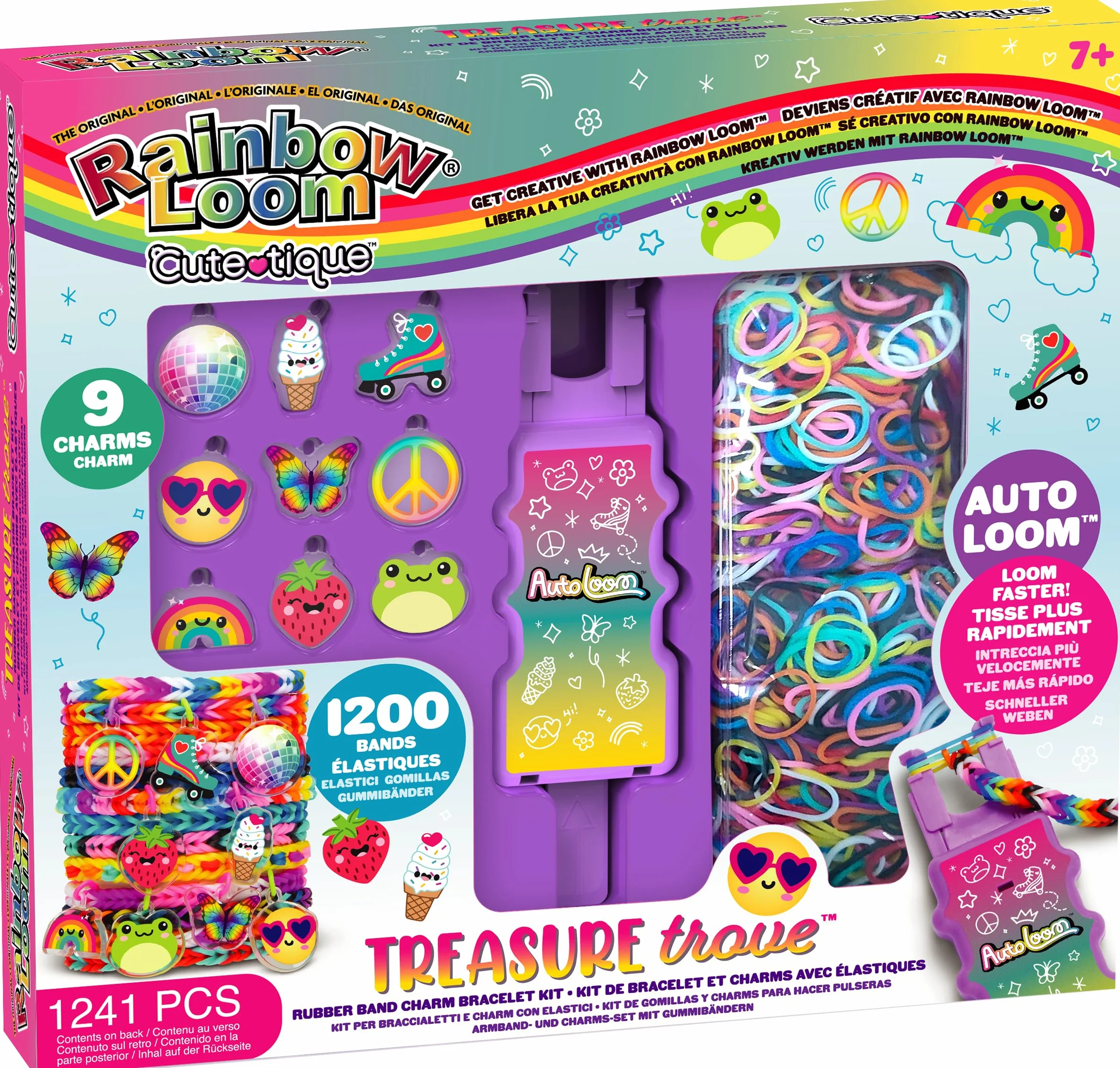 Bandai Rainbow Loom Cute Tique Coffret Fabrication Bracelets Élastiques 1200 Élastiques Auto-Loom Accessoires Jouet Enfant 7 Ans+