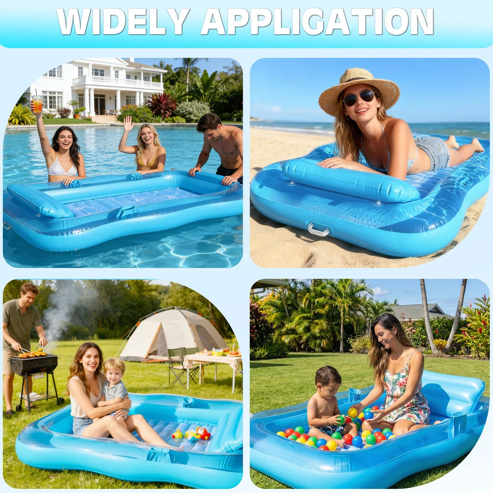 KingSom Matelas Gonflable Piscine Adultes avec Oreiller, Porte-Boisson et Porte-Téléphone