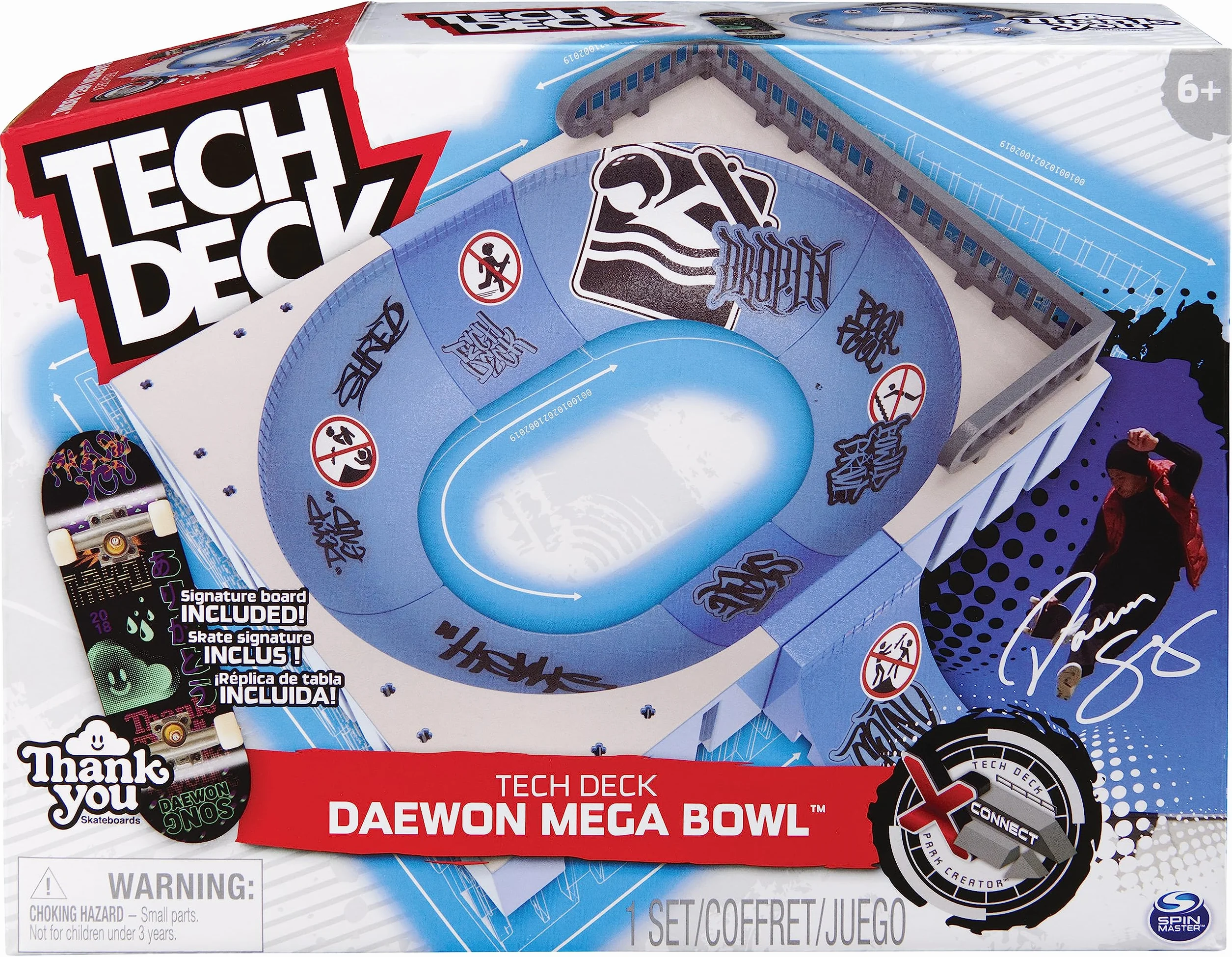 Tech Deck Finger Skate Mega Bowl X-Connect Rampe 100% Modulable À Construire Et Personnaliser + 1 Mini Planche Thank You Exclusive Jeu Enfant 6 Ans