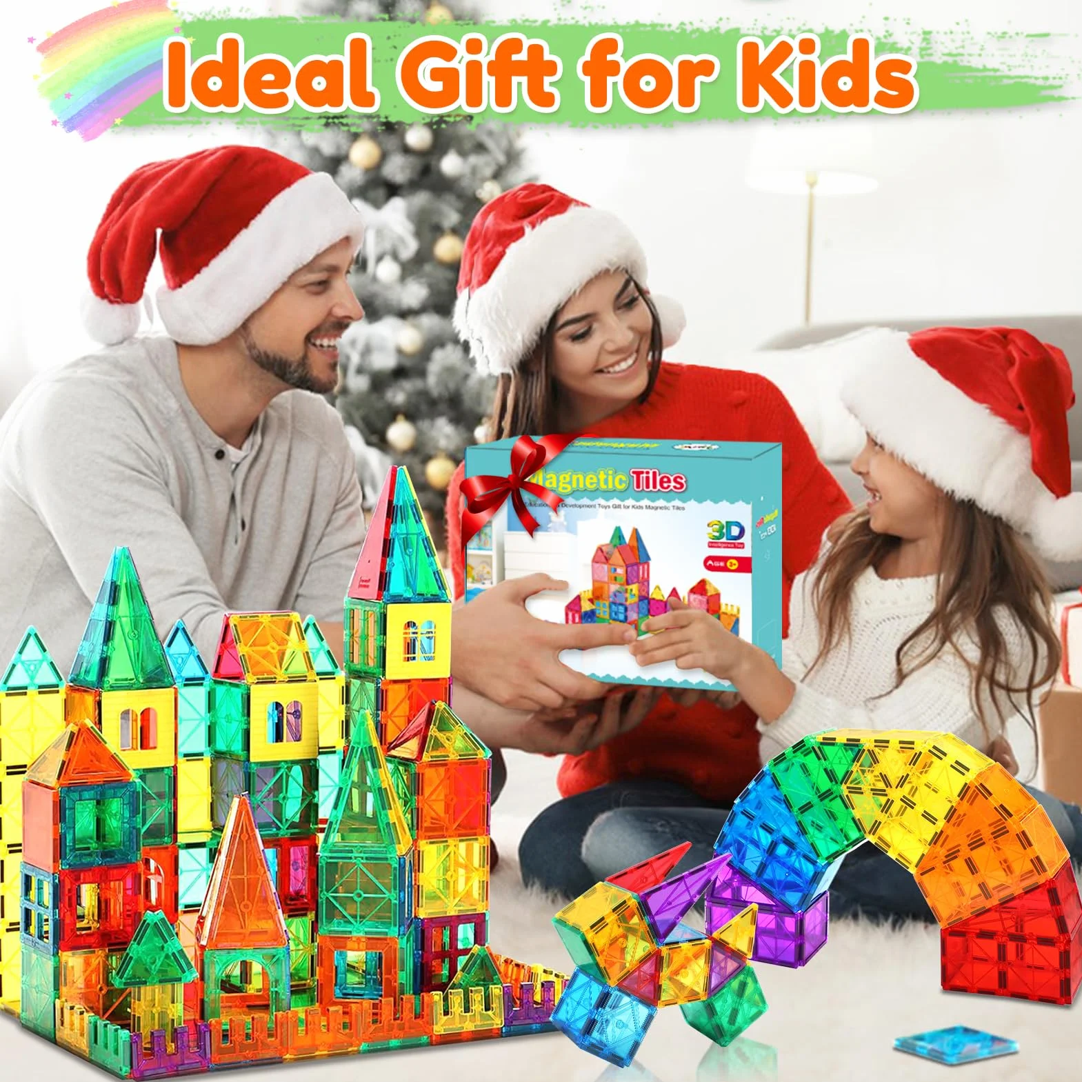 Blocs de Construction Magnétiques 100 Pièces Enfant 3-8 Ans Garçon Fille Jouet Cadeaux Noël