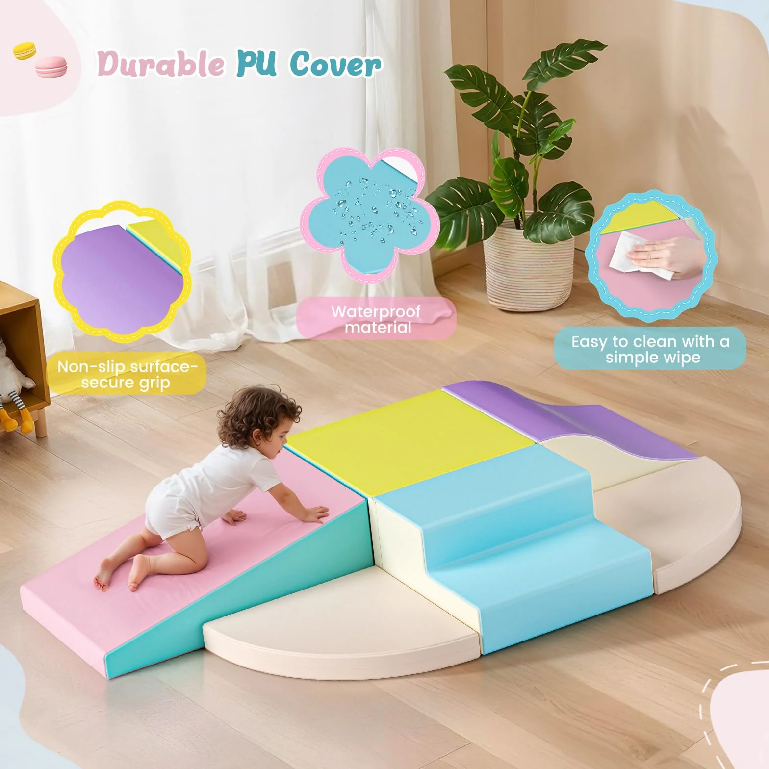 Blocs de Construction Souples en Mousse, Jouets d’Éveil Motricité pour Bébés 12–36 Mois, Antidérapants