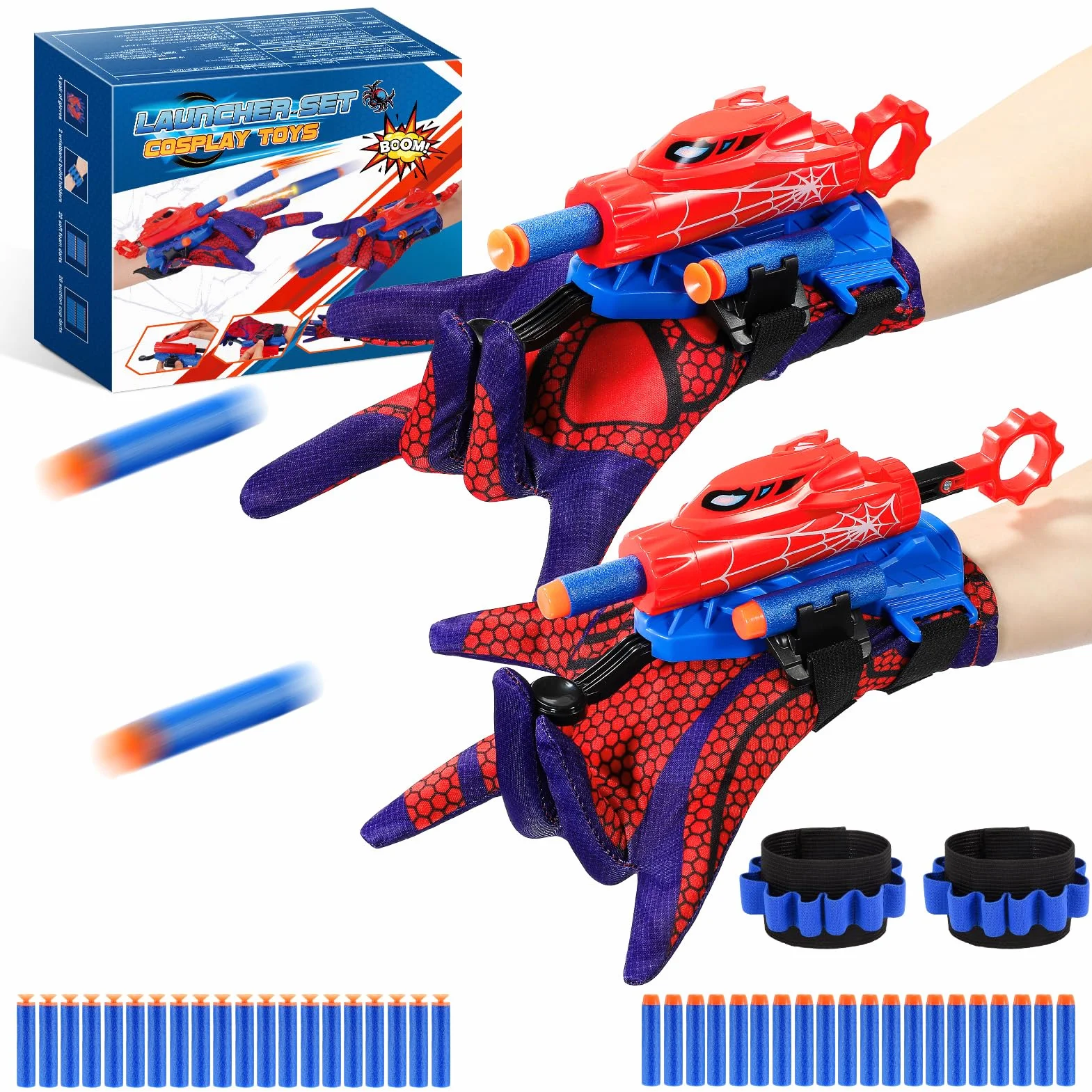 Braxel Lance Toile d'Araignée Jouet Garçon Fille 5-12 Ans Lot de 2 Lanceur Jeux Extérieur Enfants