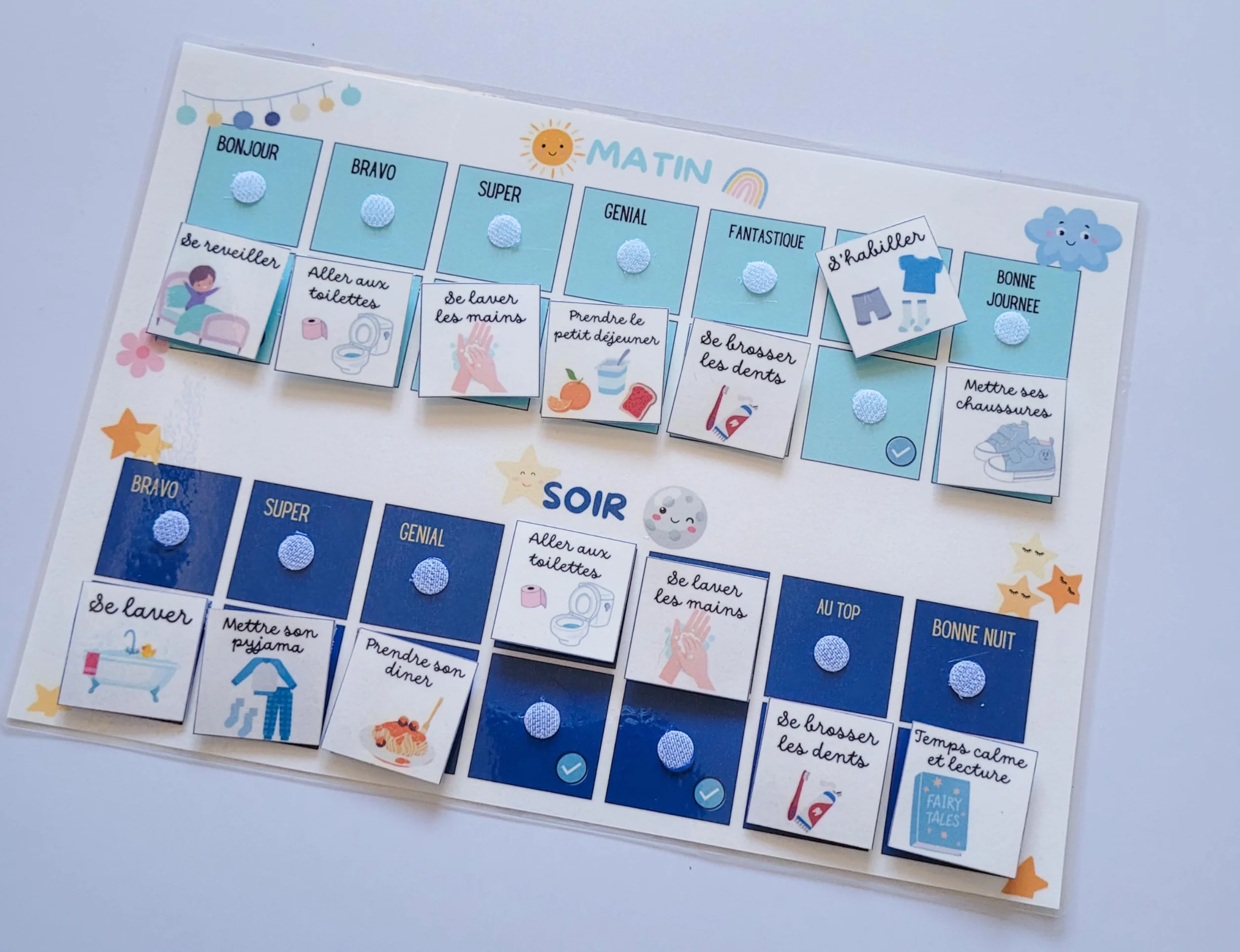 Tableau de Routine journalière du Matin et du Soir pour Enfant