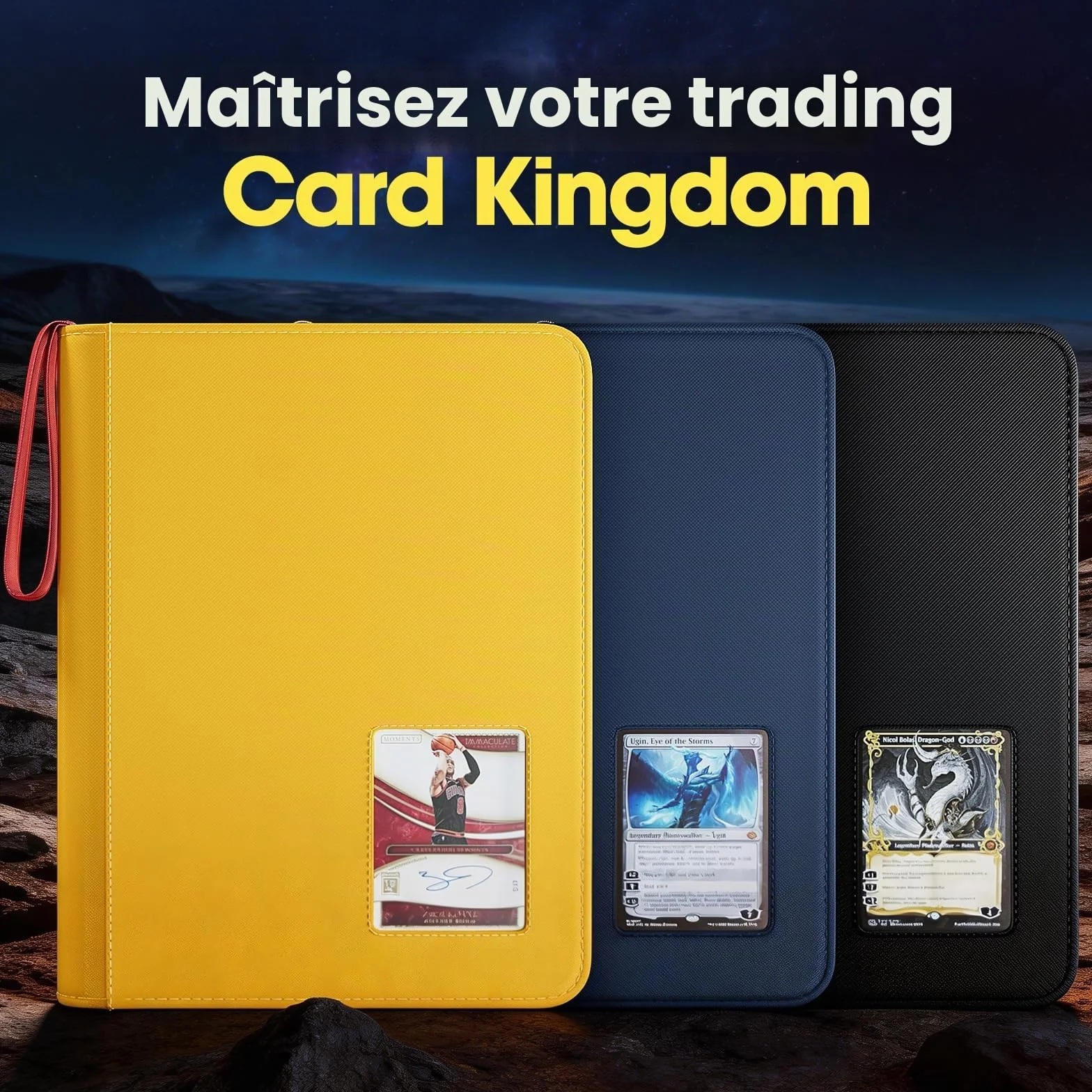 ProCase Album pour Cartes à Collectionner 4 Poches 144 Cartes Toploader Portable Noir Compatible TCG MTG
