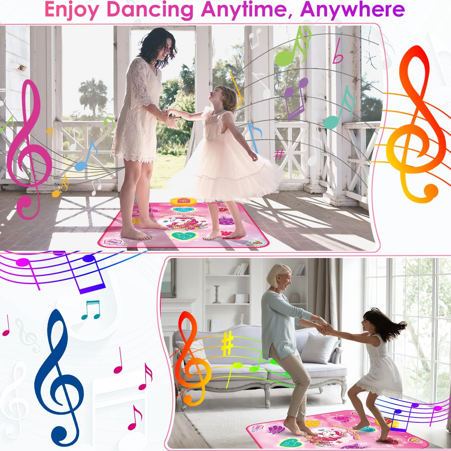 ZWOOS Tapis de Danse Fille avec Affichage LED, Tapis Musical Électronique 3-12+ Ans, Deux Modes de Jeu