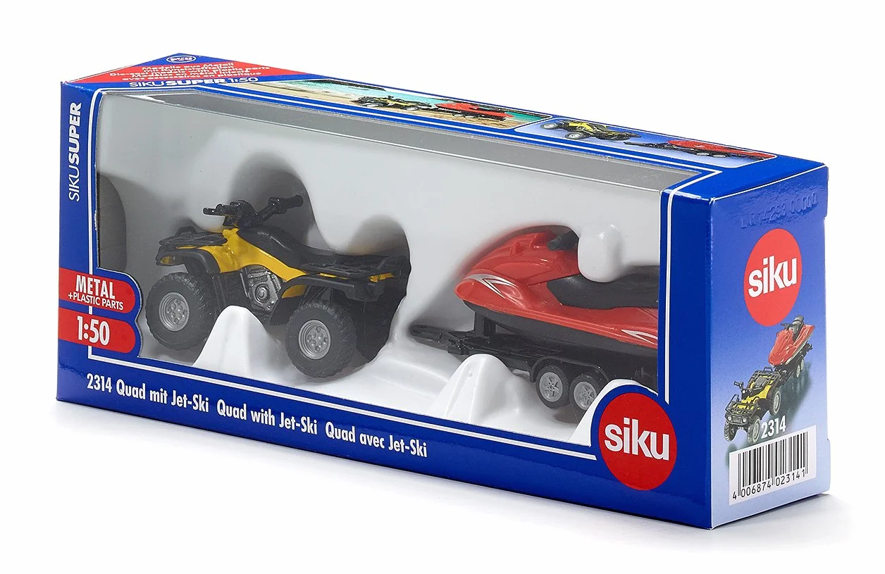 Siku 2314 Quad avec Remorque et Jet-Ski 1:50 Métal Plastique Jaune Rouge