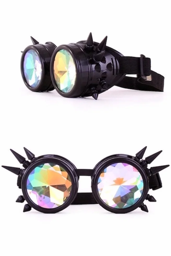 Lunettes steampunk avec prisme Kaléidoscope Burning Man noir