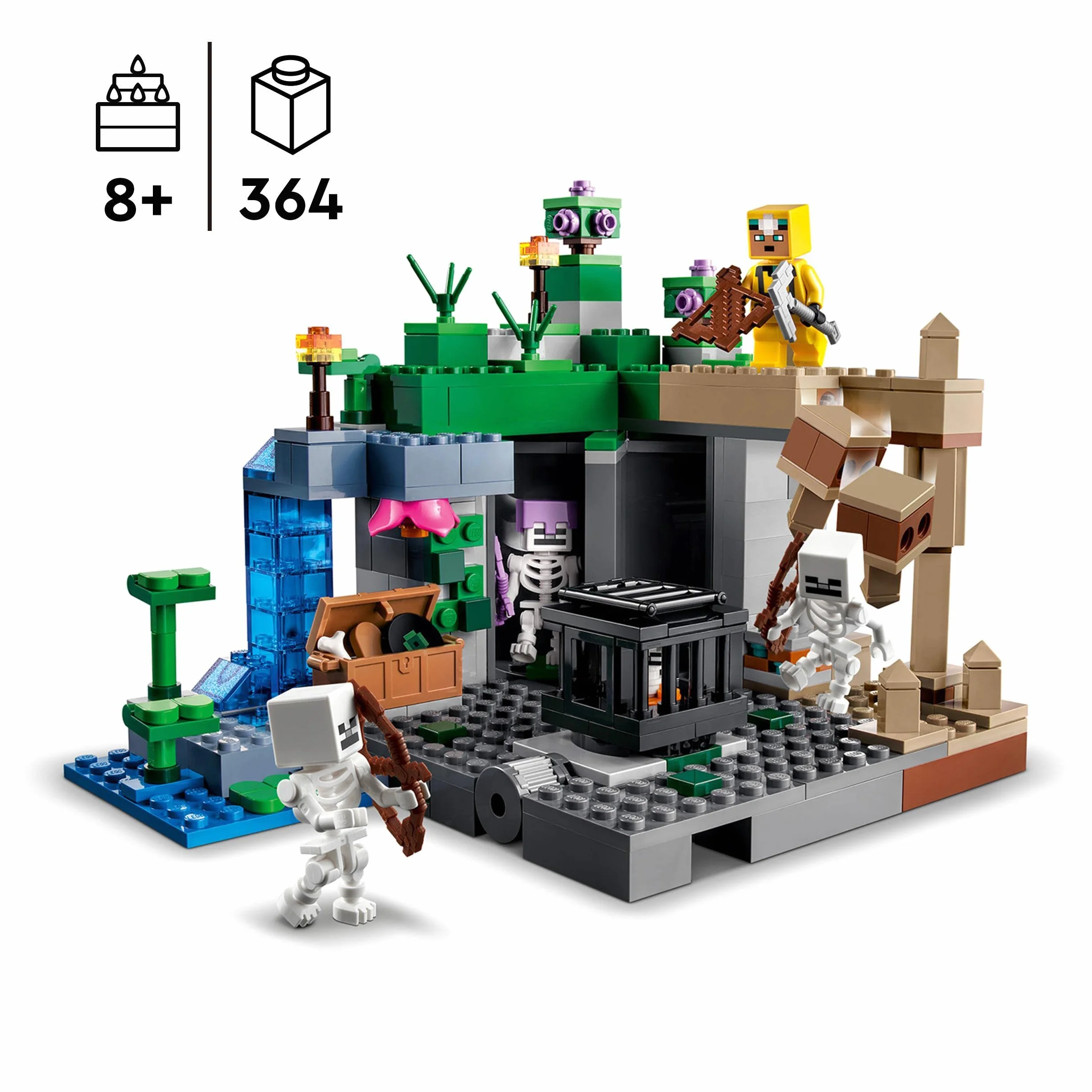LEGO Minecraft Le Donjon du Squelette 21189 Jouet de Construction Figurine Squelette Grotte Jeu Éducatif Enfants 8 Ans