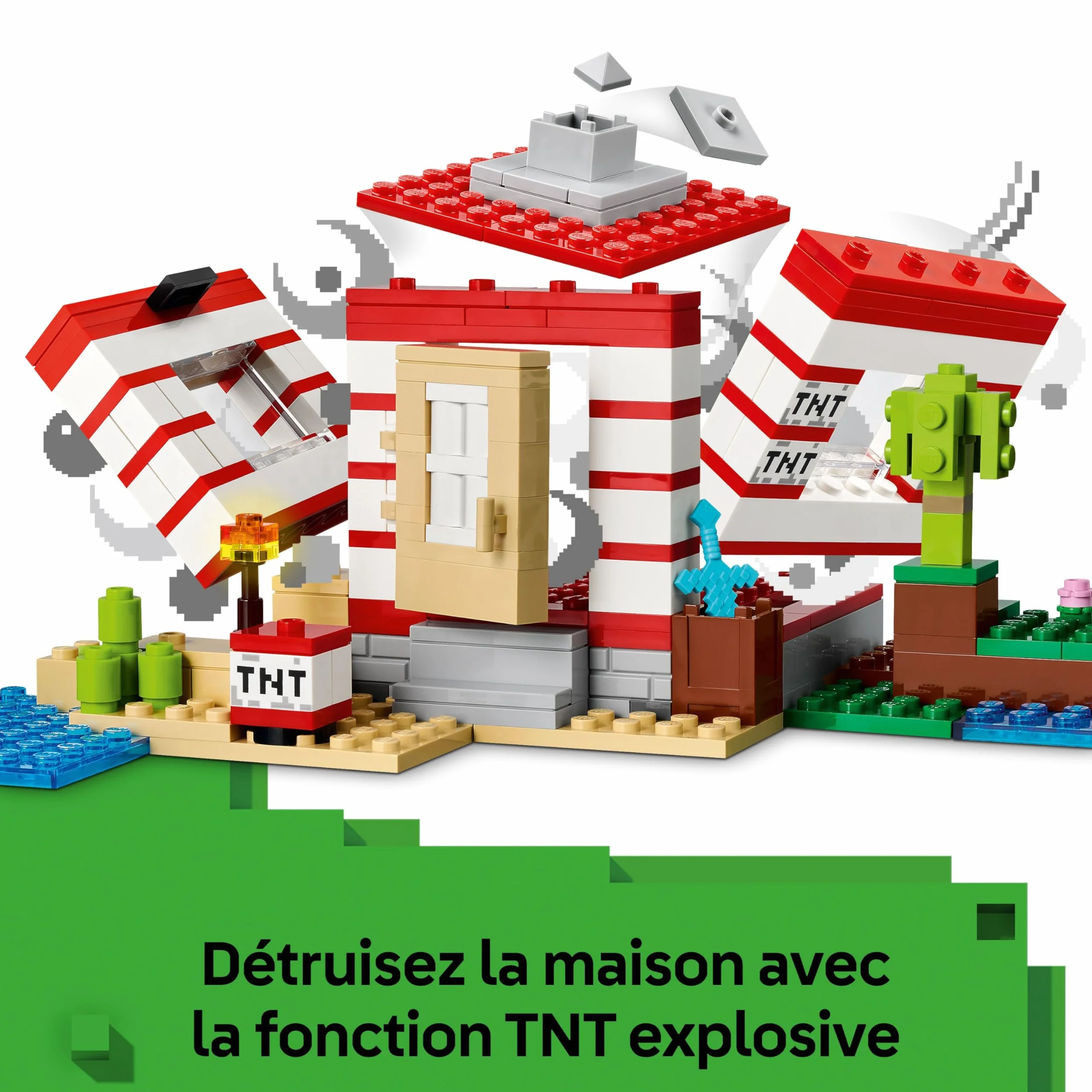 LEGO Minecraft La Maison en TNT de la Jungle 21275 Jouet Interactif avec Figurines Steve Creeper Zombie Fonction TNT Cadeau 8 Ans