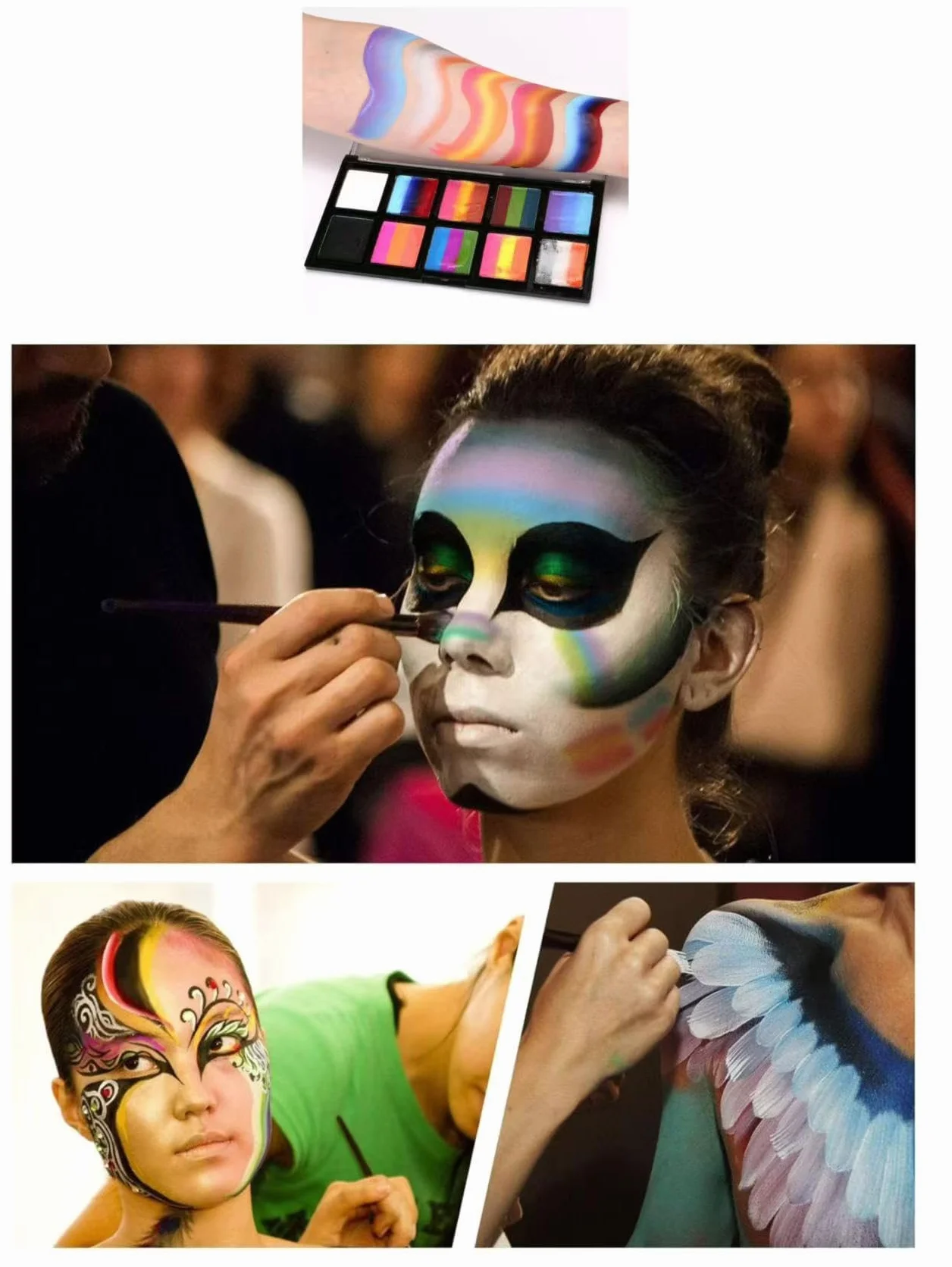 Kit de Maquillage arc-en-ciel pour Enfants et Adultes Halloween Fêtes Jeux de Rôle