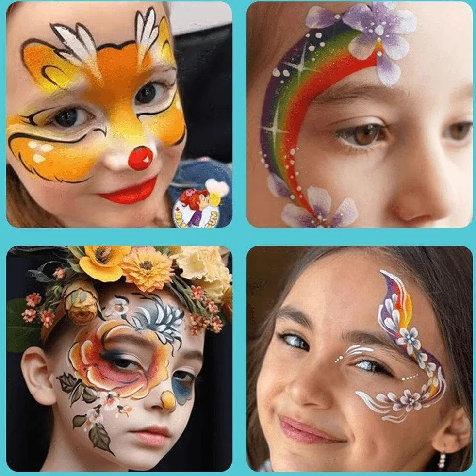 Palette de Peinture pour Visage Halloween, Peinture Corporelle Néon, Maquillage Arc-en-Ciel pour Enfants